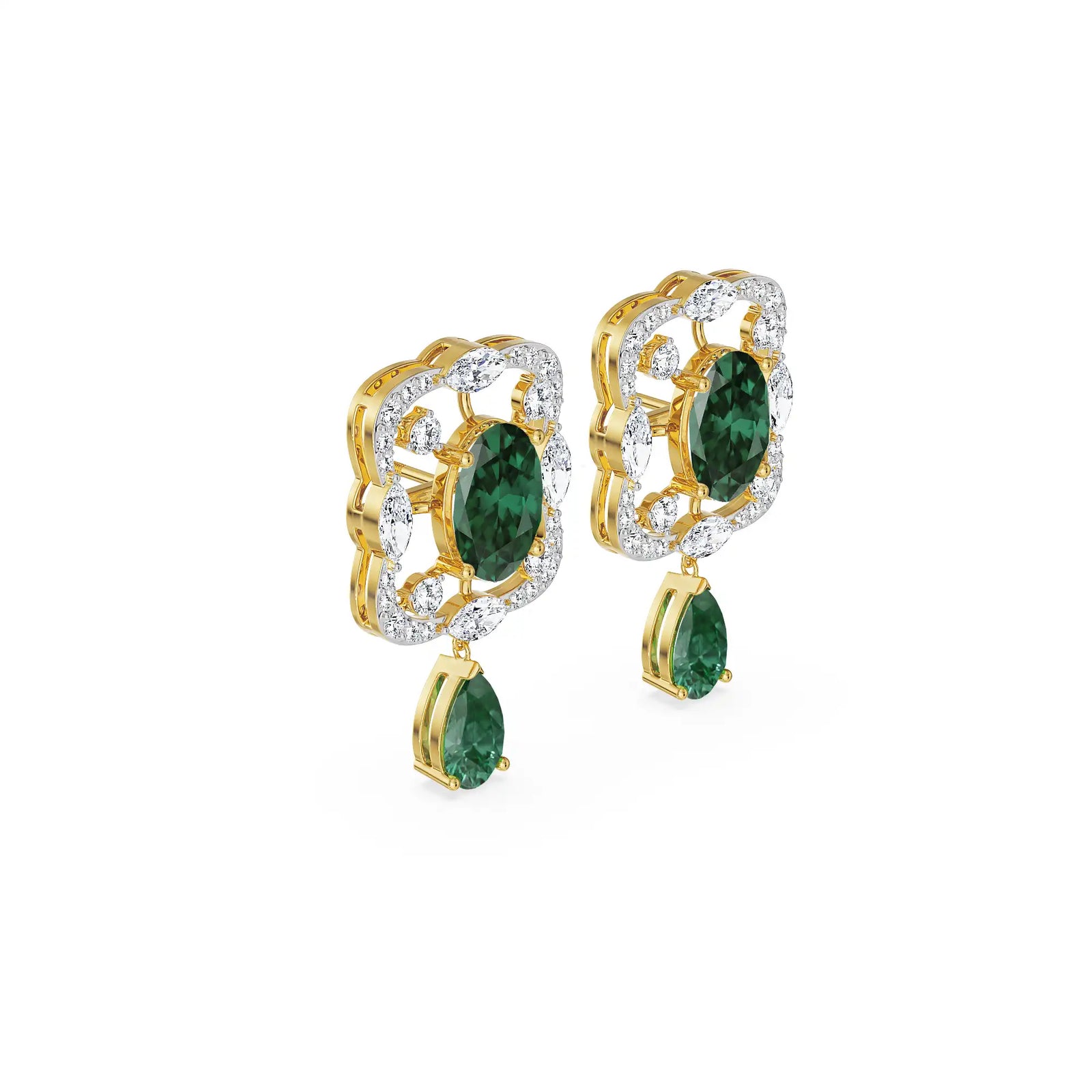 Romi Emerald Lab Grown Diamond Earrings - side view