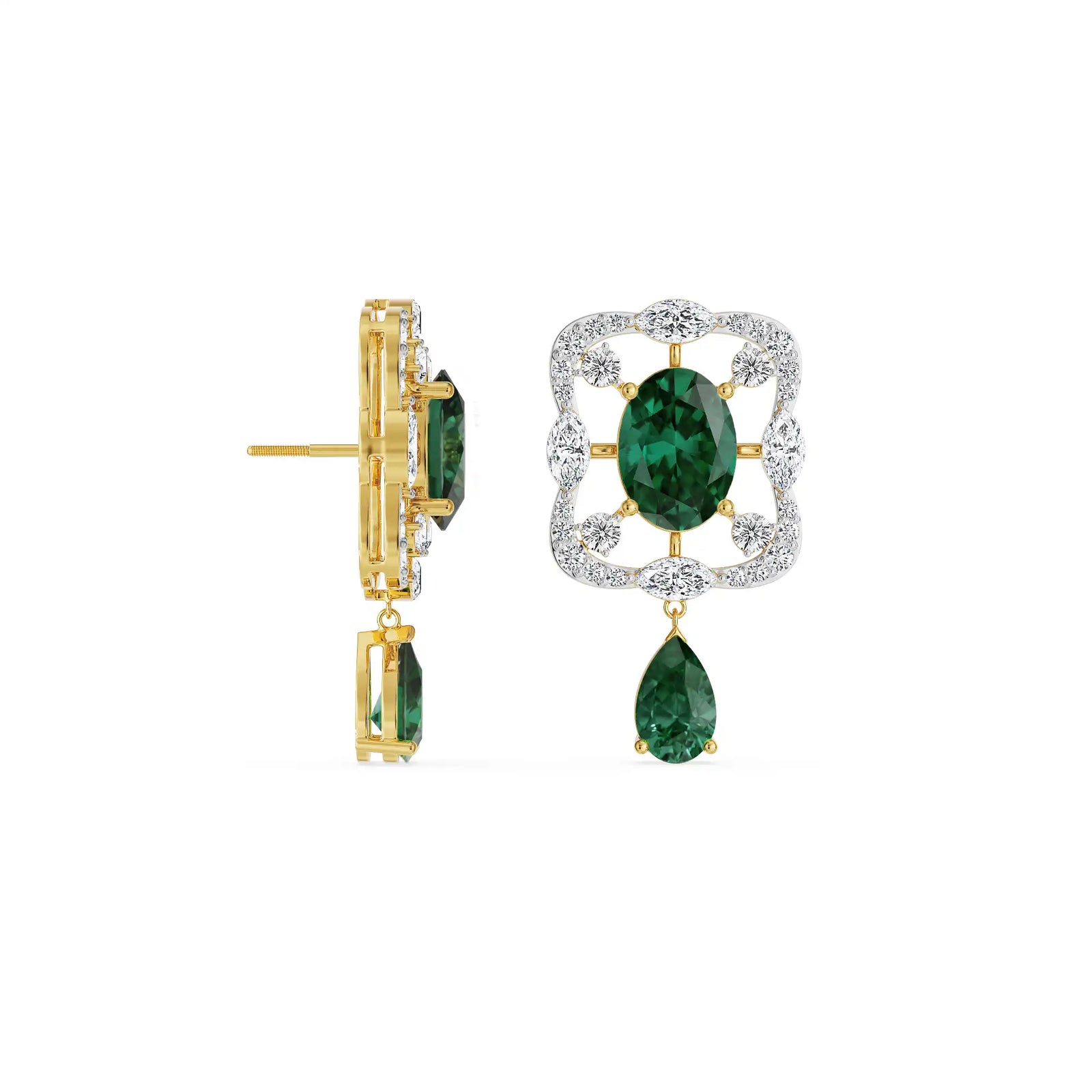 Romi Emerald Lab Grown Diamond Earrings - perspective view