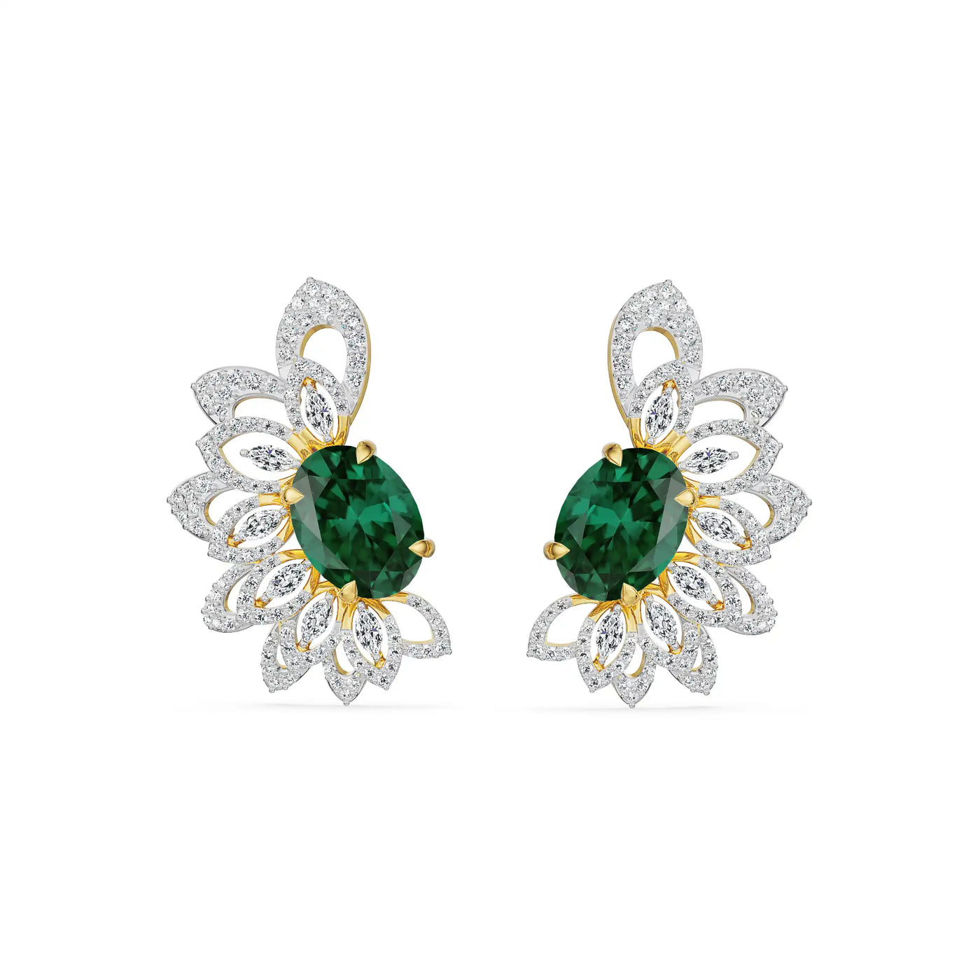 Butterfly Emerald Lab Grown Diamond Earrings 9KT