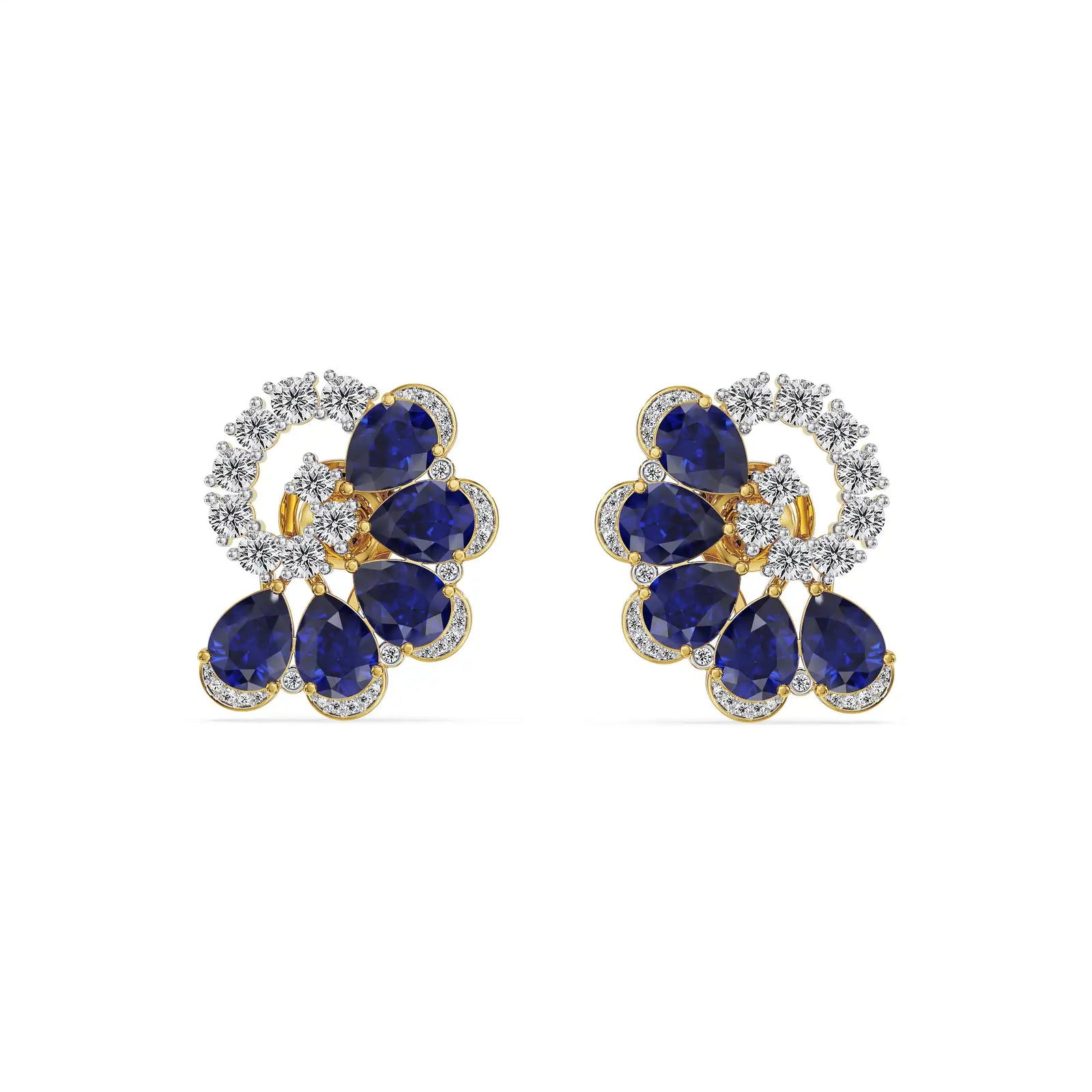 Midnight Bloom Lab Grown Diamond Earrings - front view