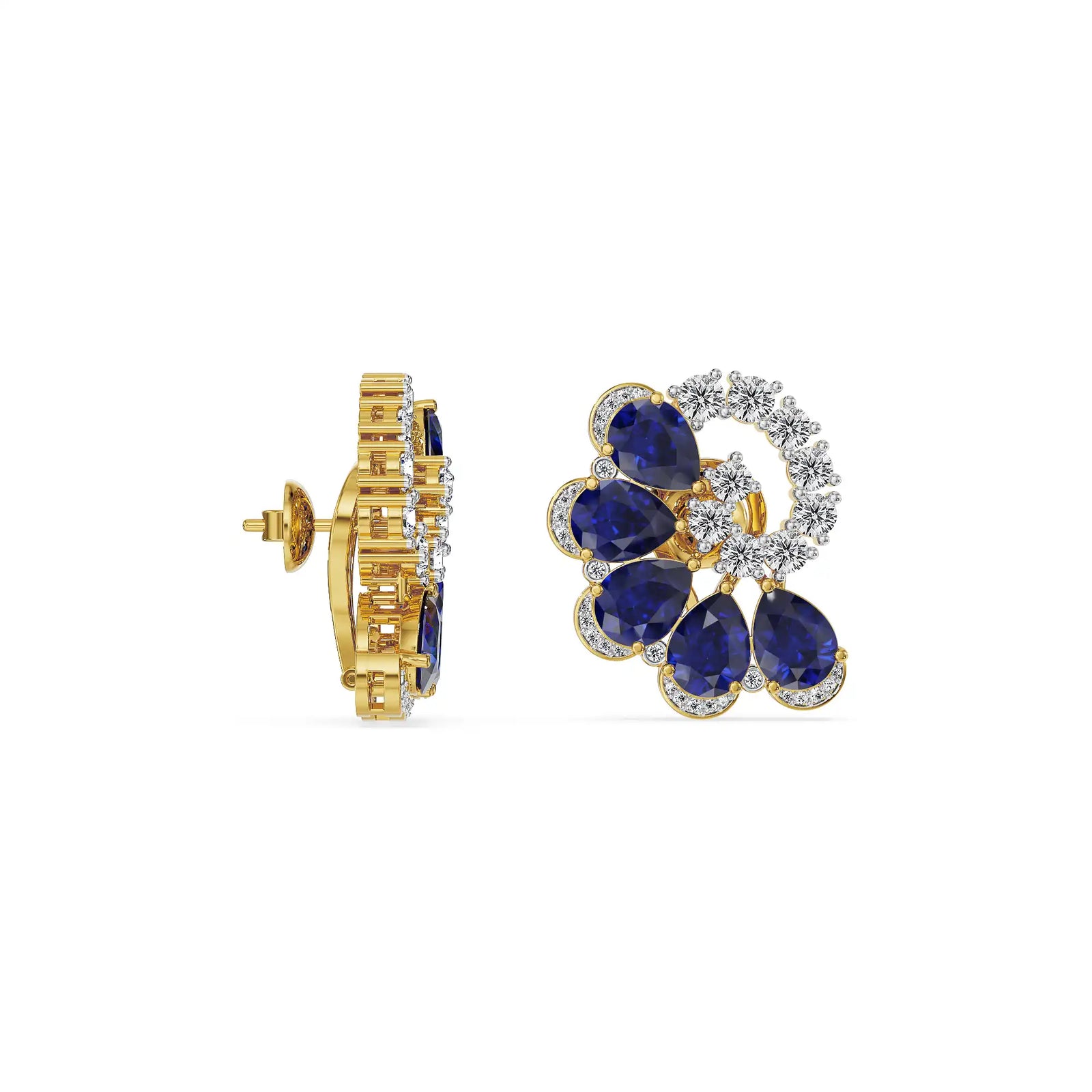 Midnight Bloom Lab Grown Diamond Earrings - perspective view