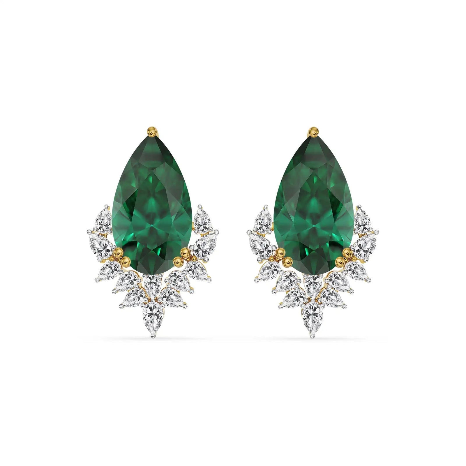 Emerald Grace Lab Grown Diamond Necklace Set Earring - front view