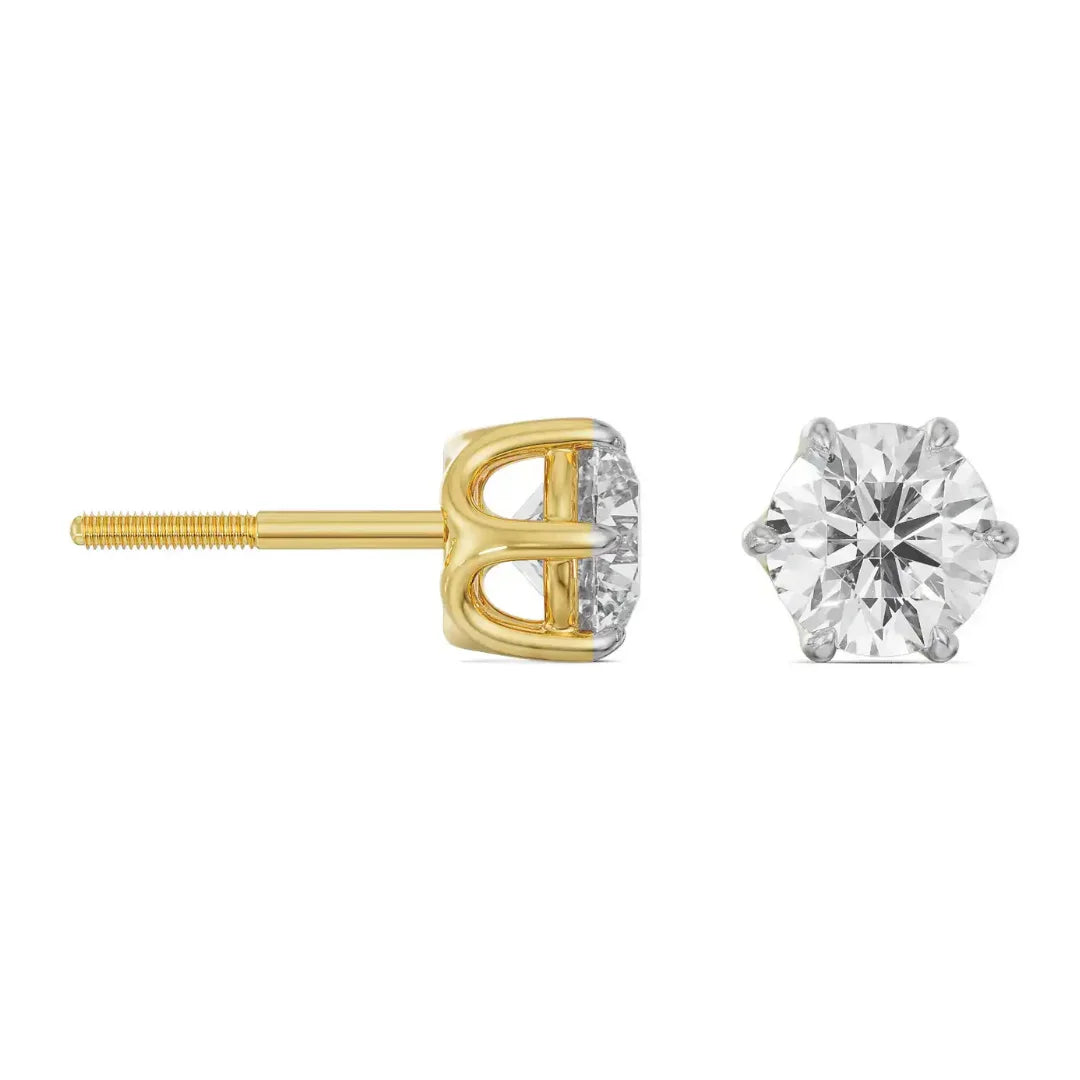 Six Prong 2 CT Lab Grown Diamond Studs 9KT