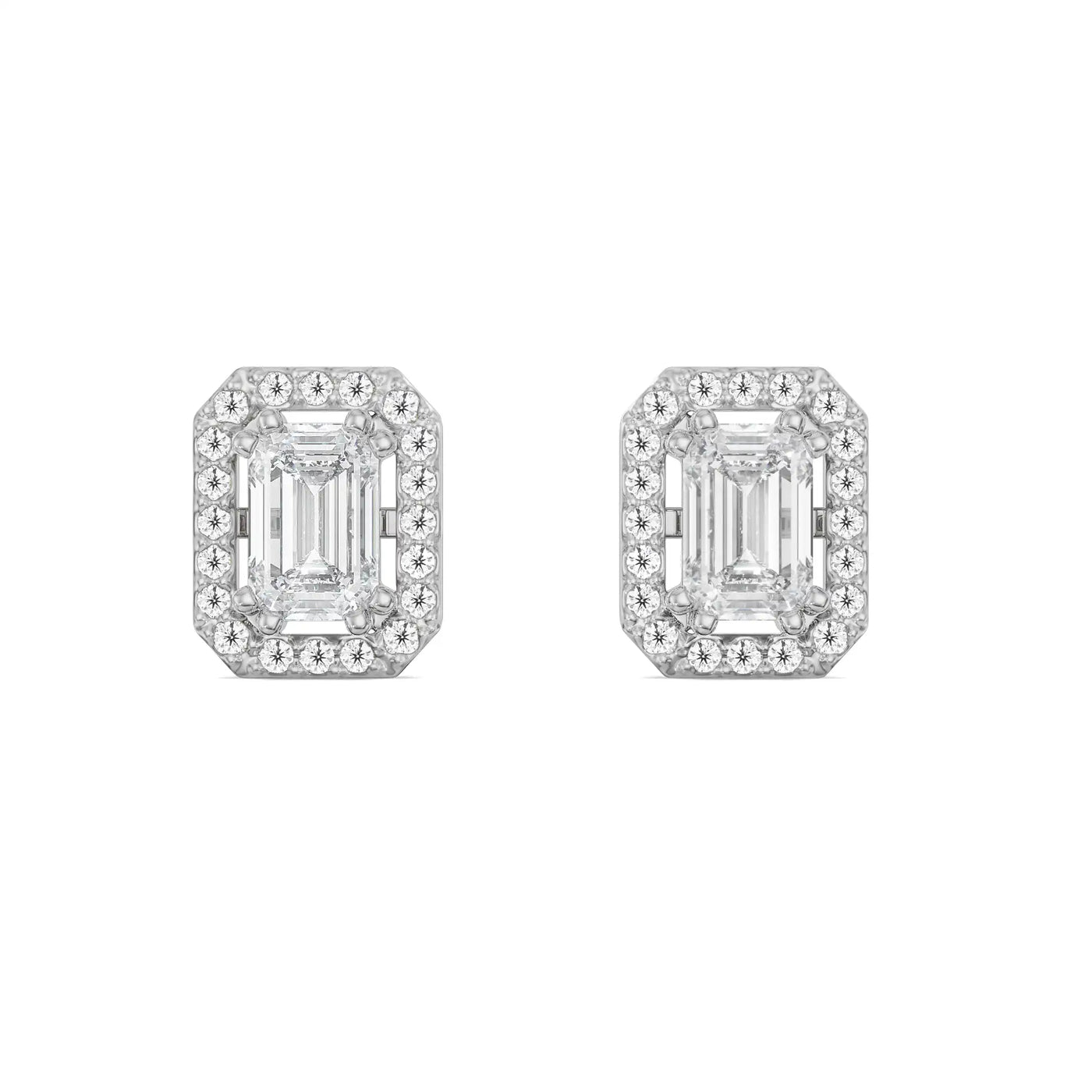 1 CT Shimmering Halo Emerald Lab Diamond Earrings 9KT