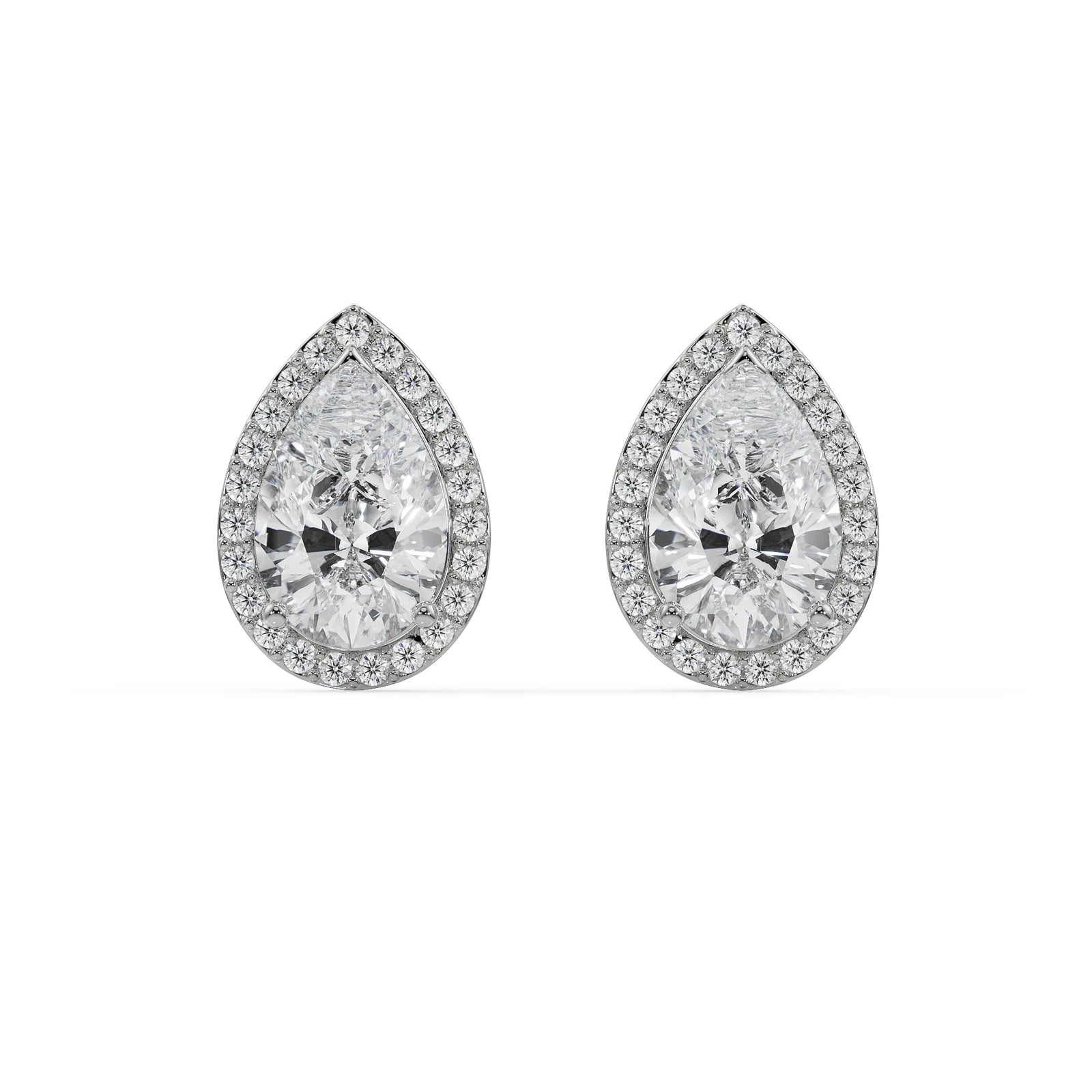 0.5 CT Solitaire Pear Lab Grown Diamond Earrings - Front View