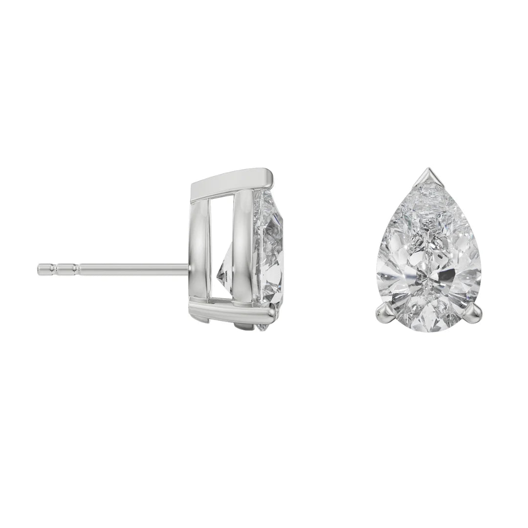 2 CT Pear Solitaire Lab Grown Diamond Studs 9KT
