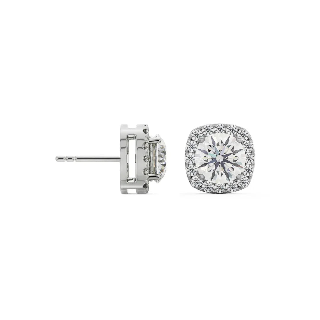 0.25 CT Tisha Lab Grown Diamond Studs - perspective view in 9KT
