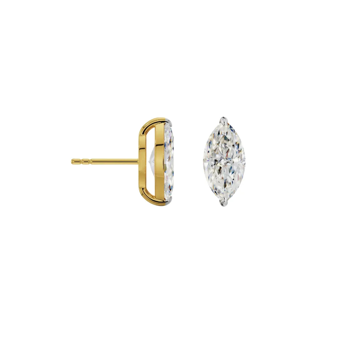 0.5 CT Marquise Lab Grown Diamond Studs - perspective view in 9KT