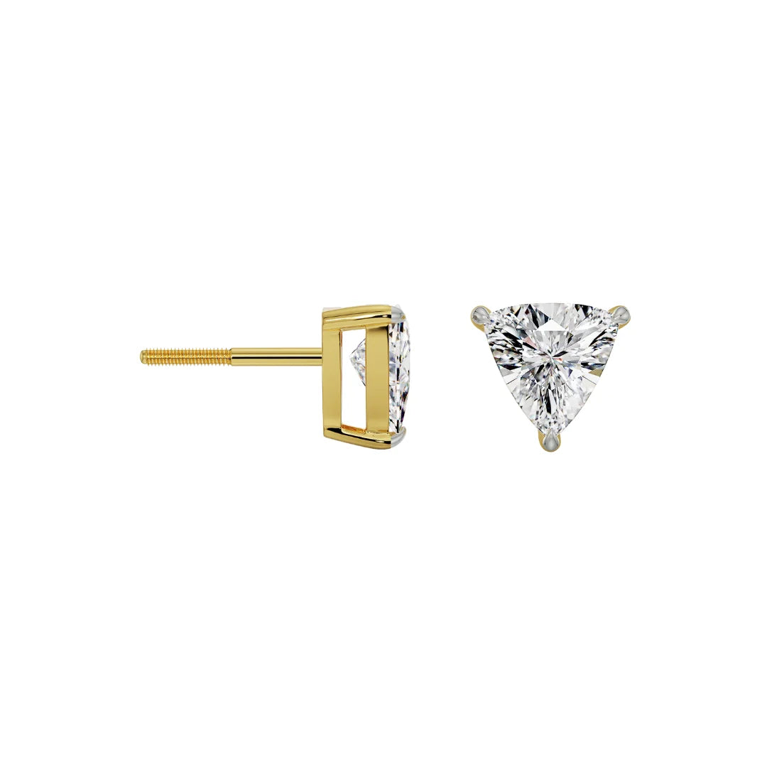 1 CT Trillion Curved Solitaire Lab Diamond Studs - perspective view