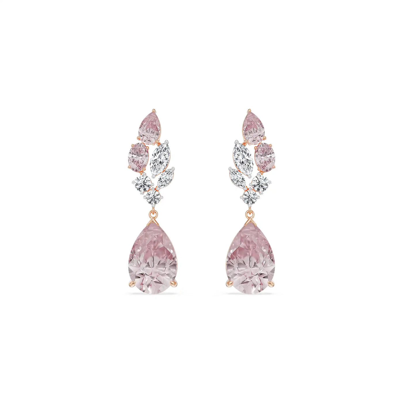 Pink Sapphire Lab Diamond Drop Earrings