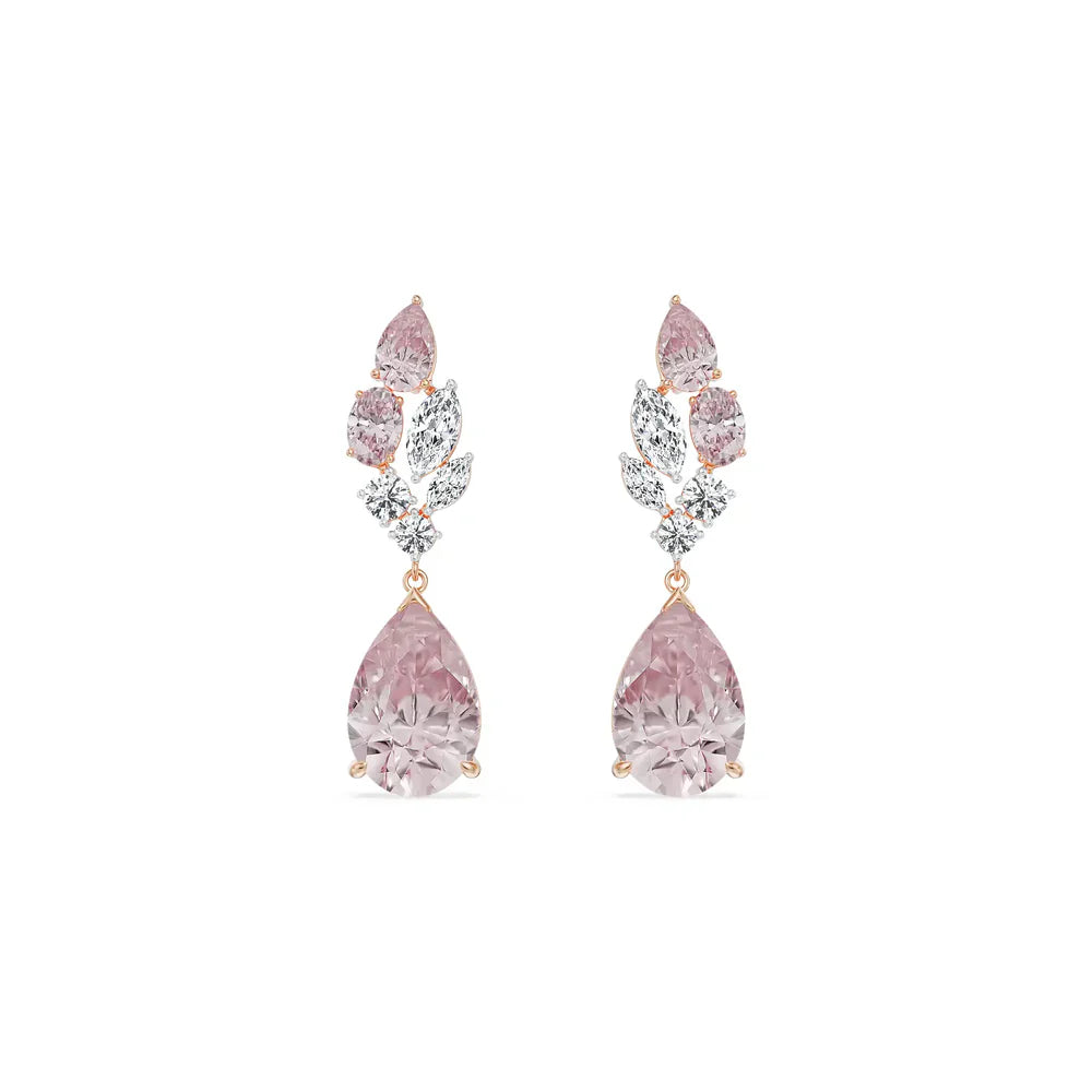 Pink Gemstone Lab Diamond Drop Earrings_in_stock