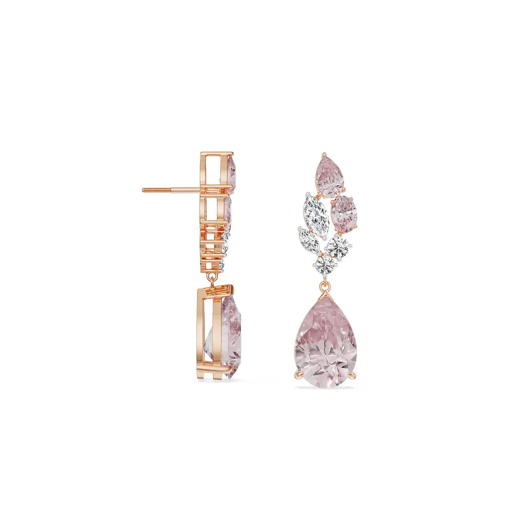 Pink Gemstone Lab Diamond Drop Earrings_in_stock
