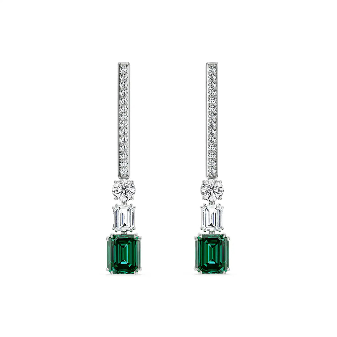 Nina Emerald Lab Diamond Drop Earrings 9KT