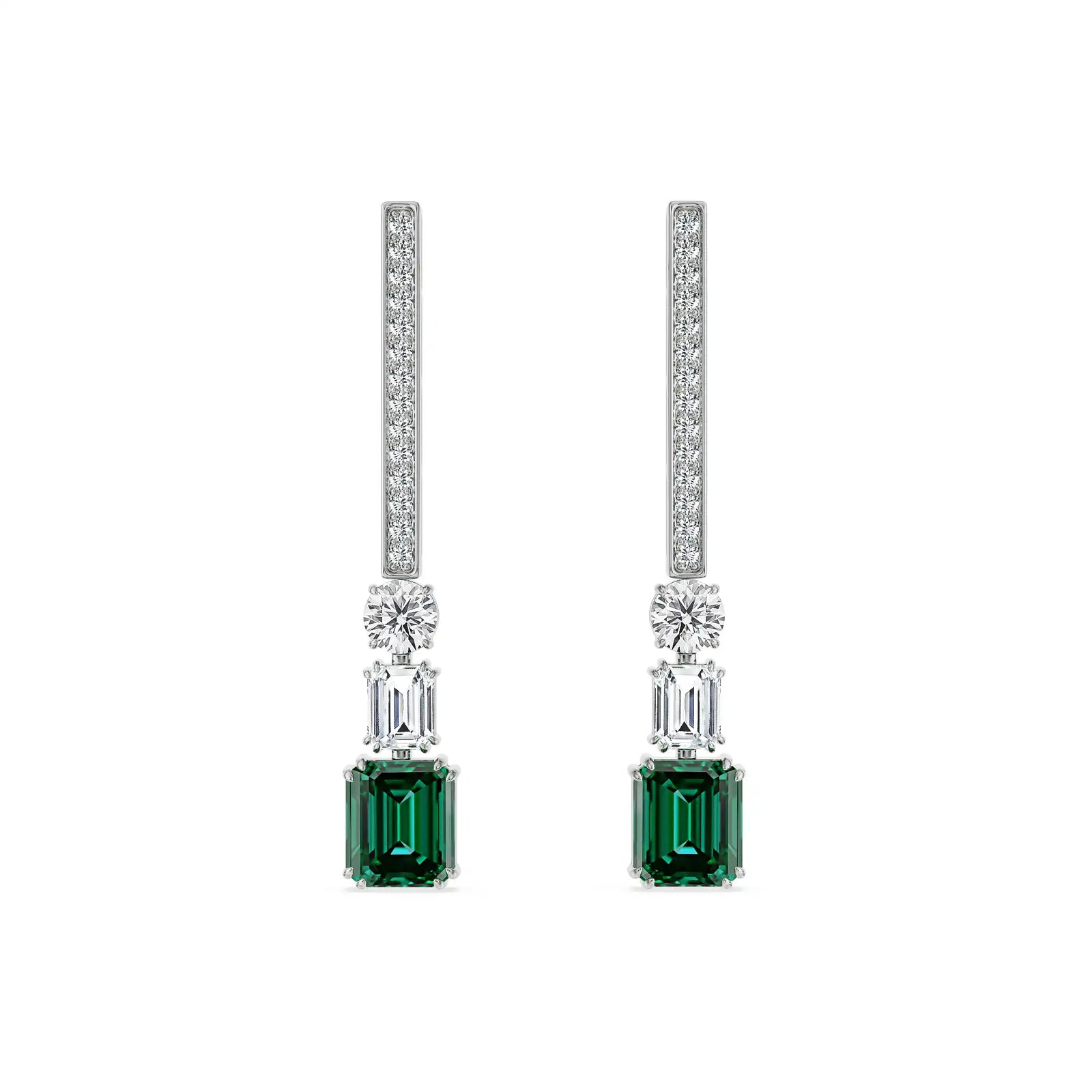 Nina Emerald Lab Diamond Drop Earrings - front view