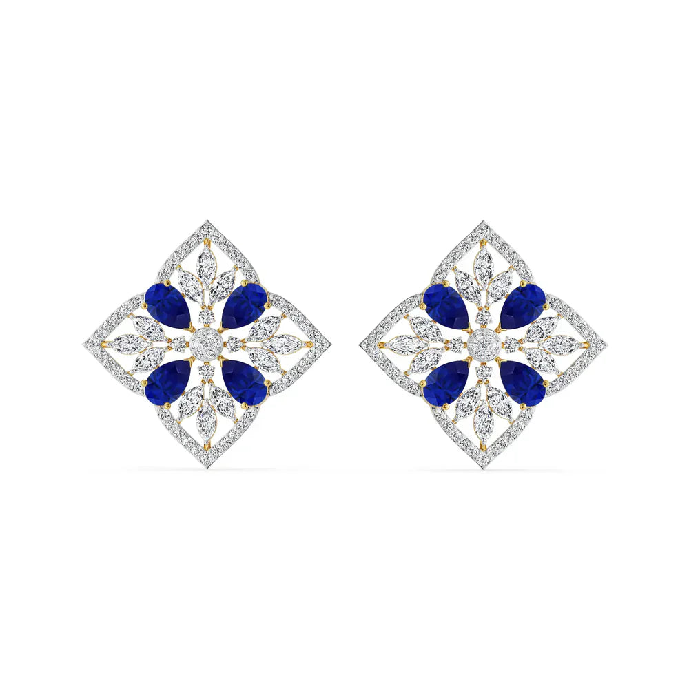 Blue Sapphire Lab Diamond Glamour Studs_in_stock