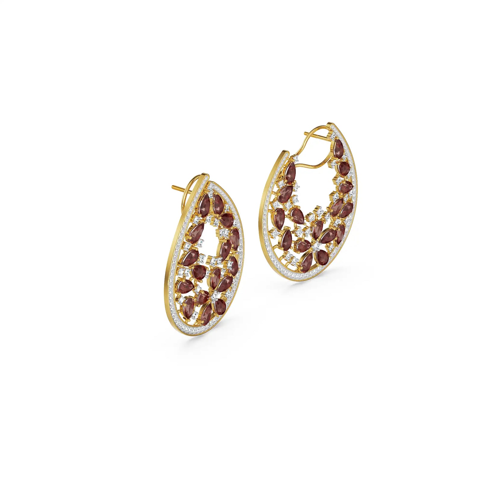 Garnet Lab Grown Diamond Festive Earrings_in_stock