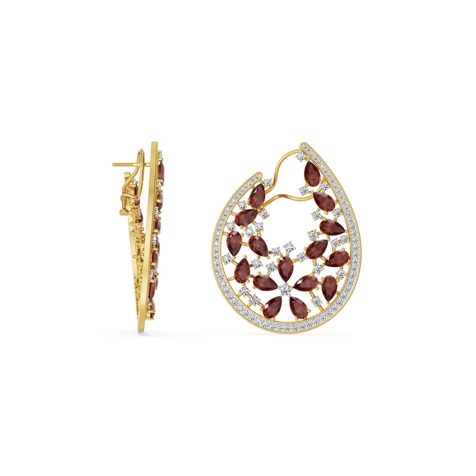 Garnet Lab Grown Diamond Festive Earrings