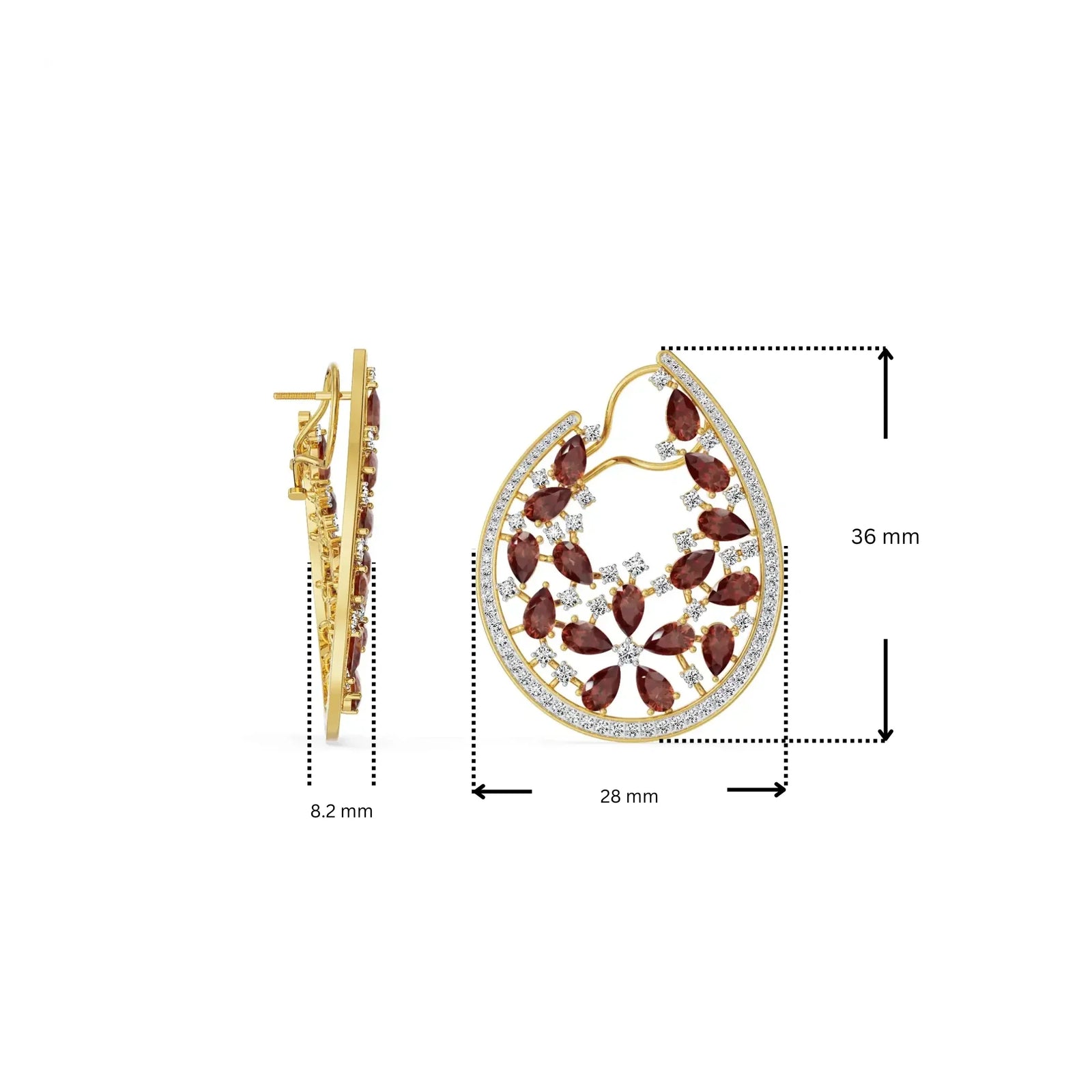 Garnet Lab Grown Diamond Festive Earrings 9KT