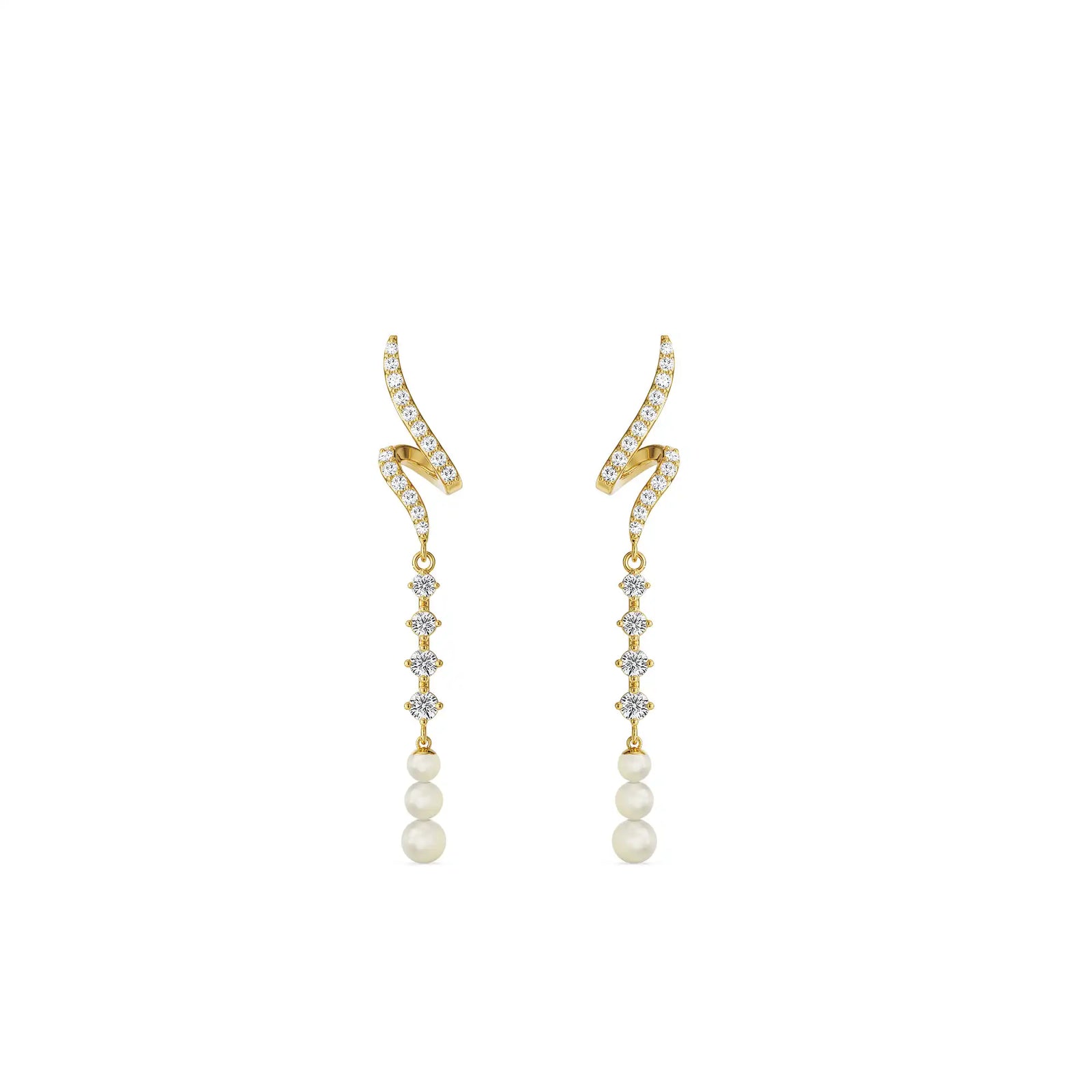 Pearl Teardrop Lab Grown Diamond Earrings in 9KT