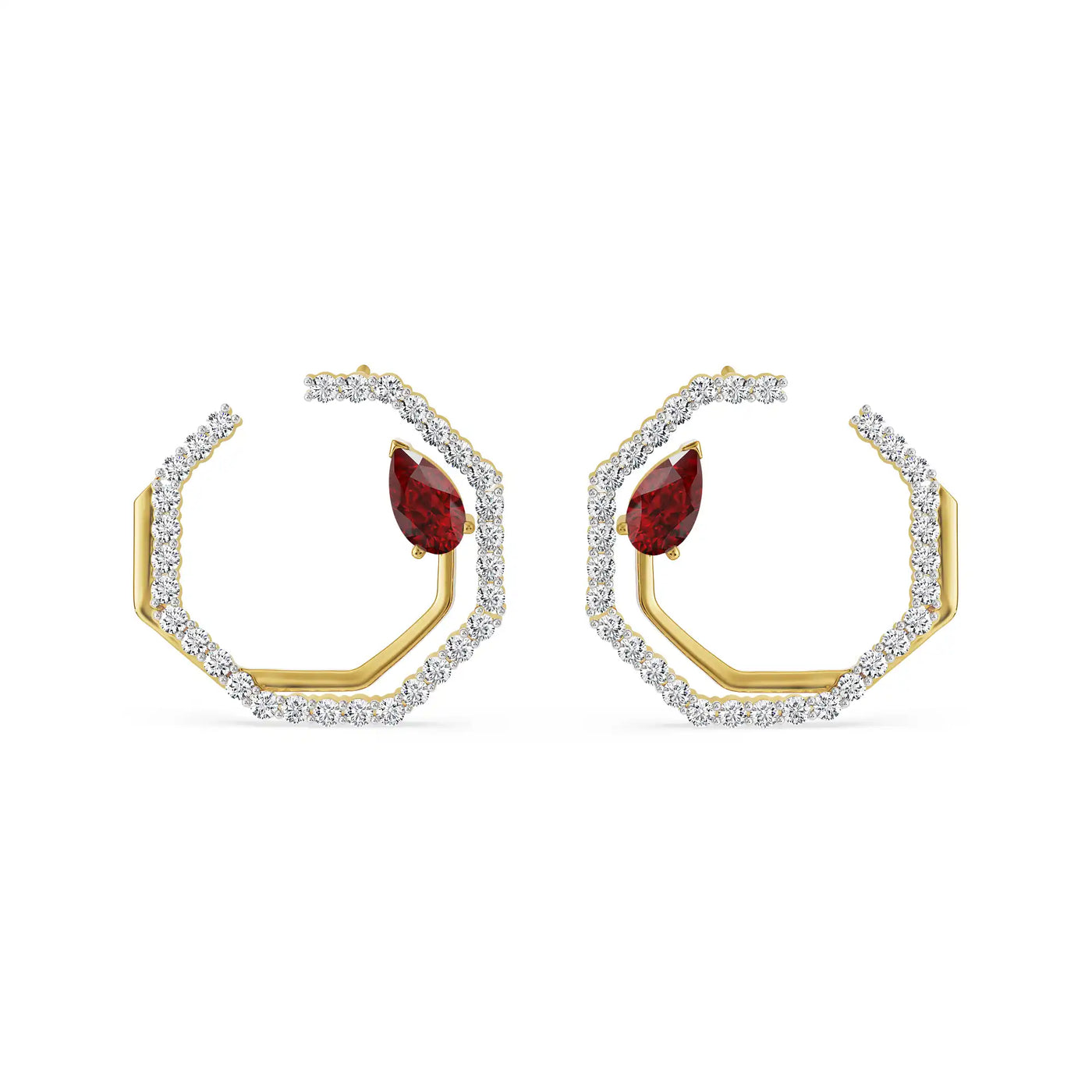 Suzaine Emerald Lab Diamond Hoops 9KT