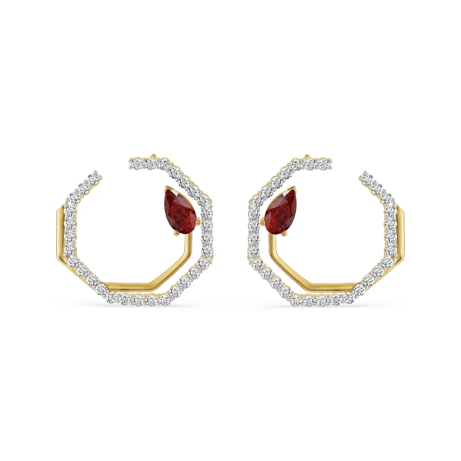 Suzaine Emerald Lab Diamond Hoops - front view in 9KT
