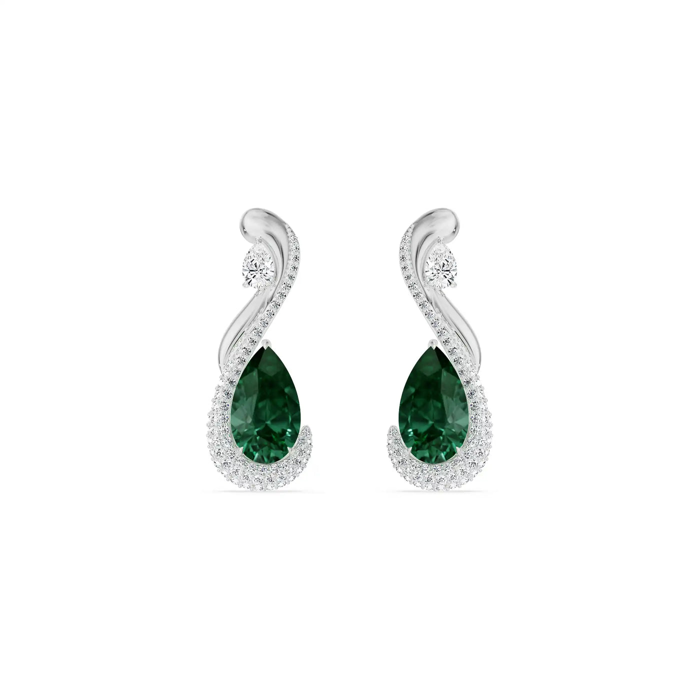 Geneva Emerald Lab Diamond Drop Earrings 9KT