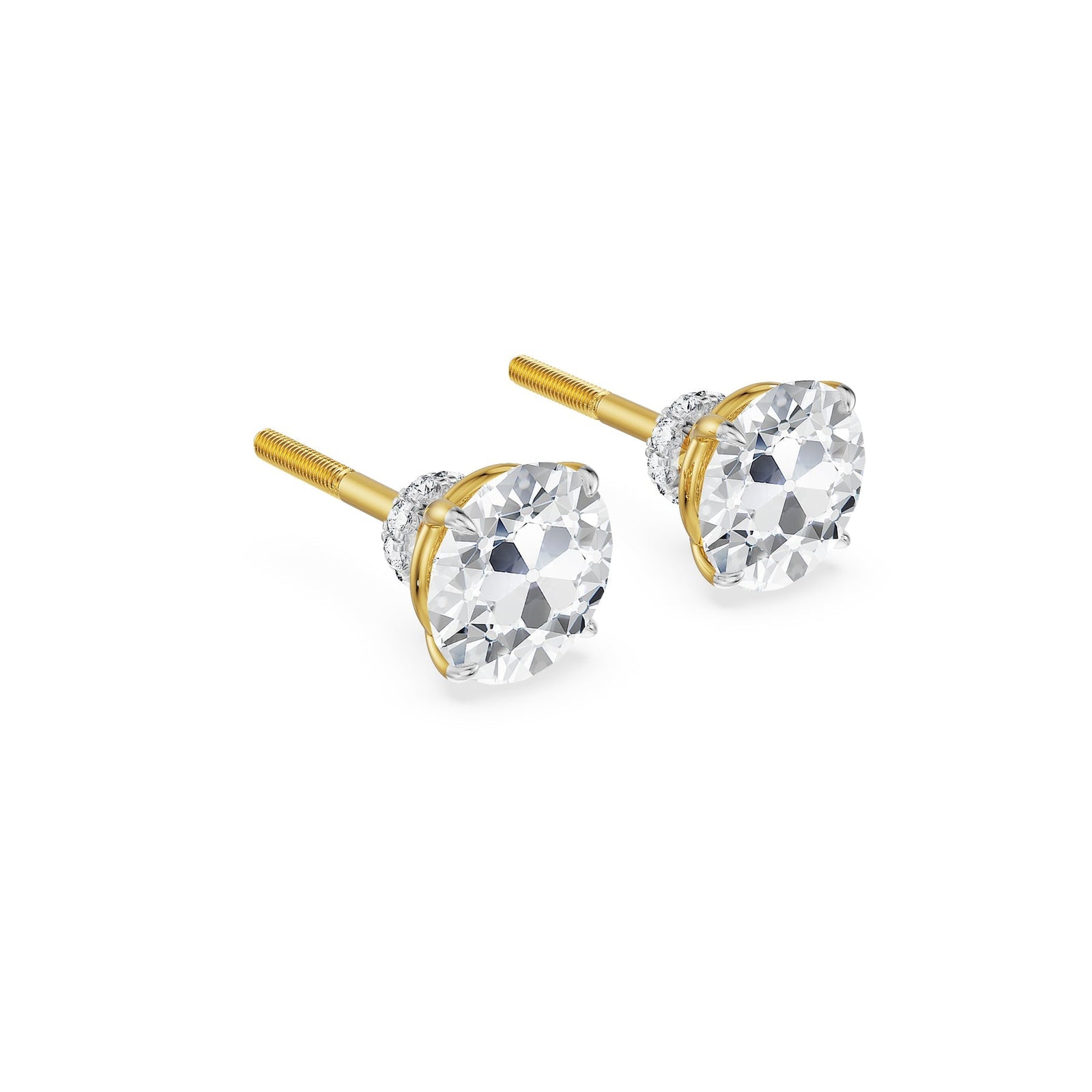 Old European Cut Lab Grown Diamond Pendant Set Earrings - side view