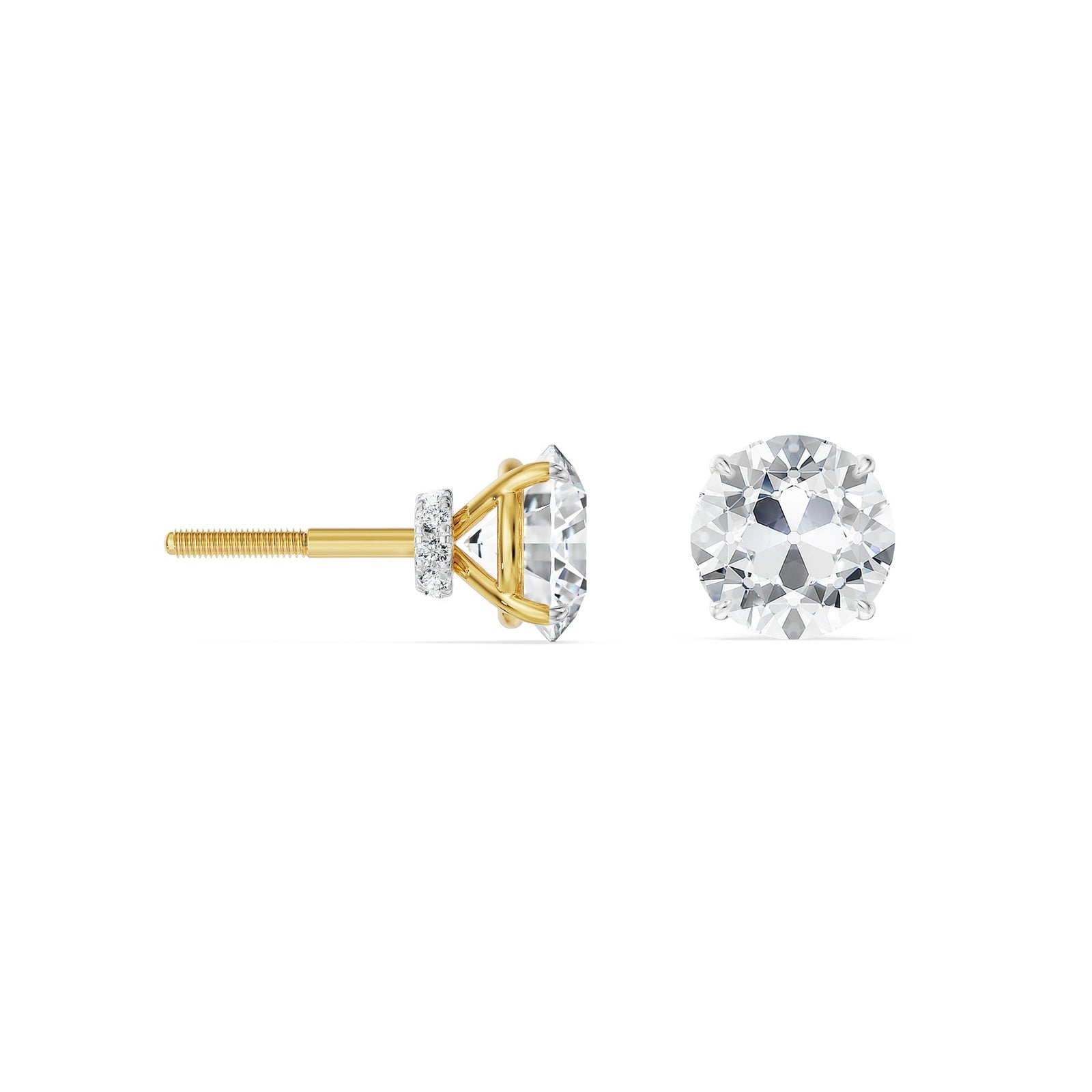Old European Cut Lab Grown Diamond Pendant Set Earring -perspective view