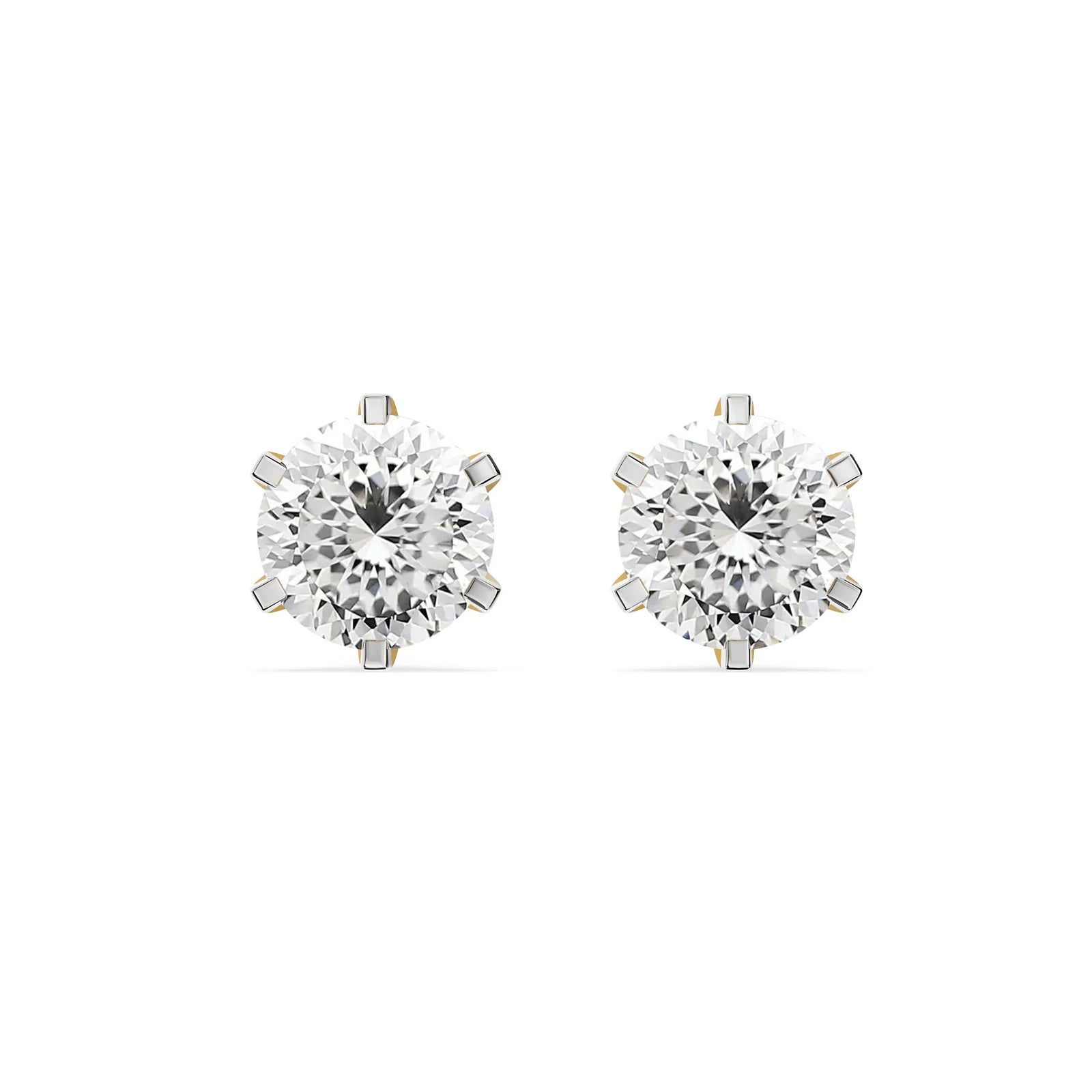 Potuguese Cut Lab Grown Diamond Studs - front view in 9KT