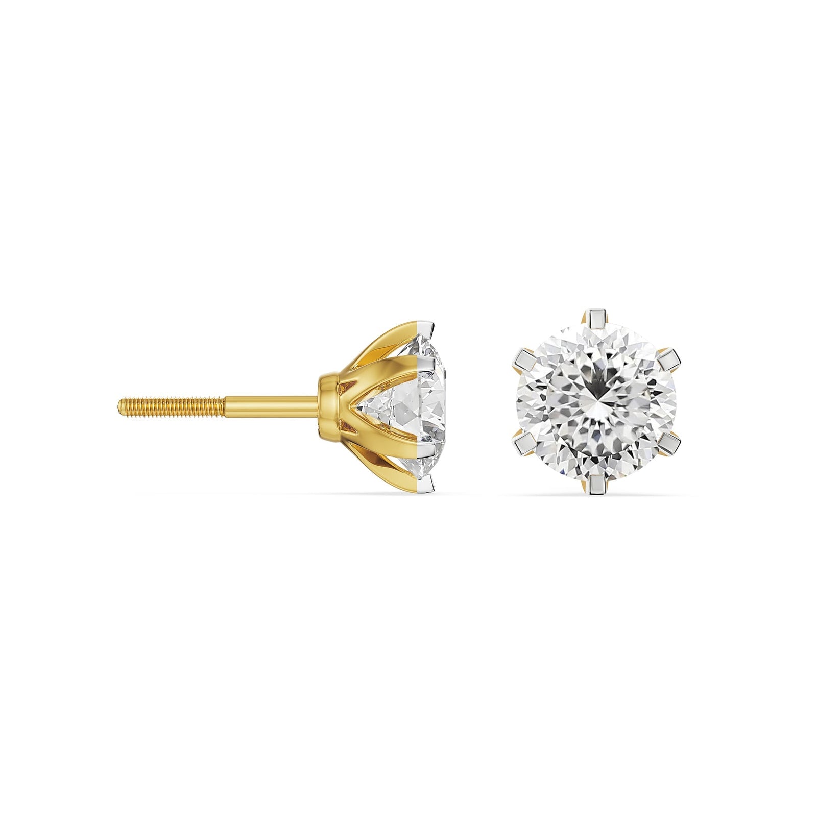 Portuguese Cut Solitaire Lab Grown Diamond Pendant Set Earring - perspective view