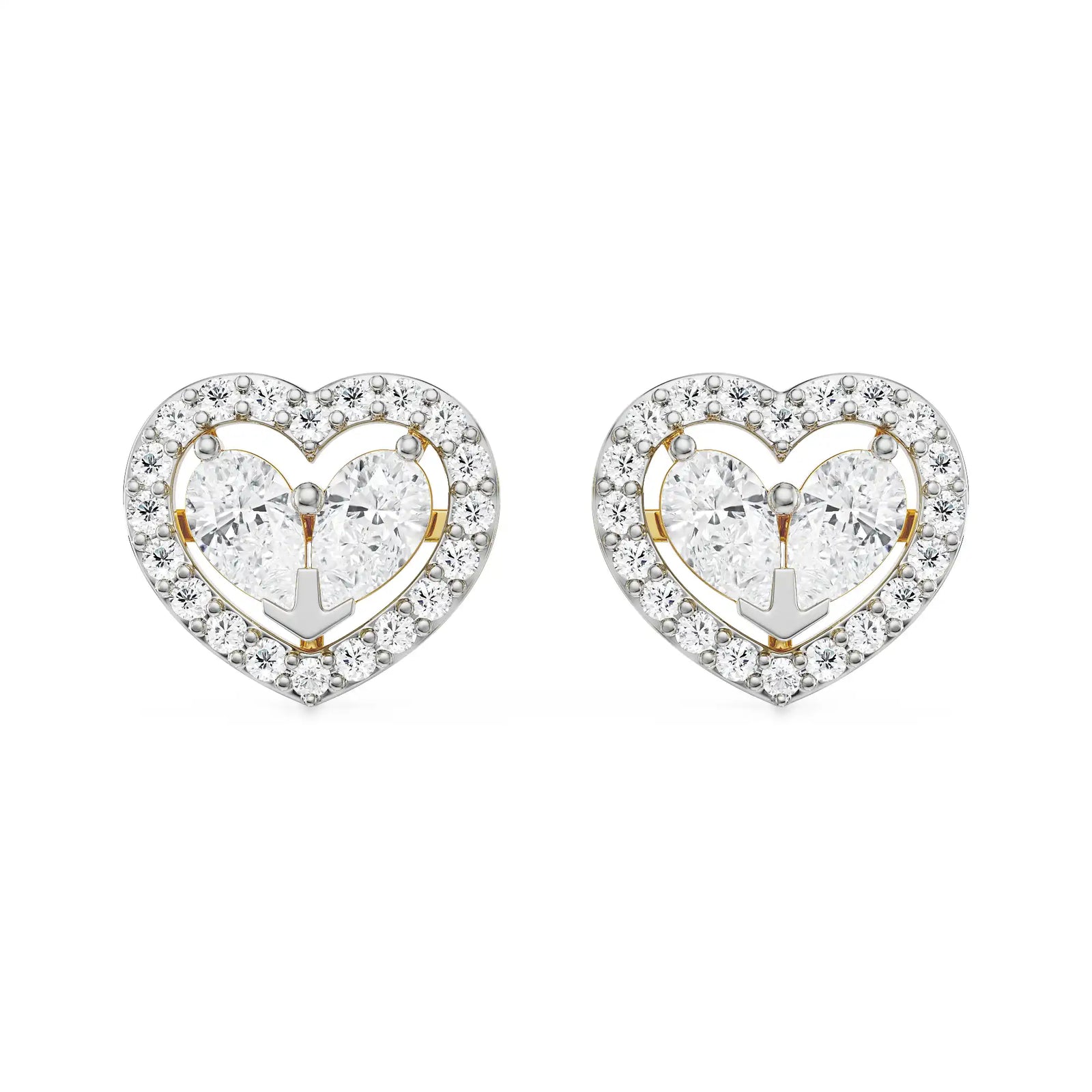 Heart of Pear Lab Grown Diamond Studs - front view