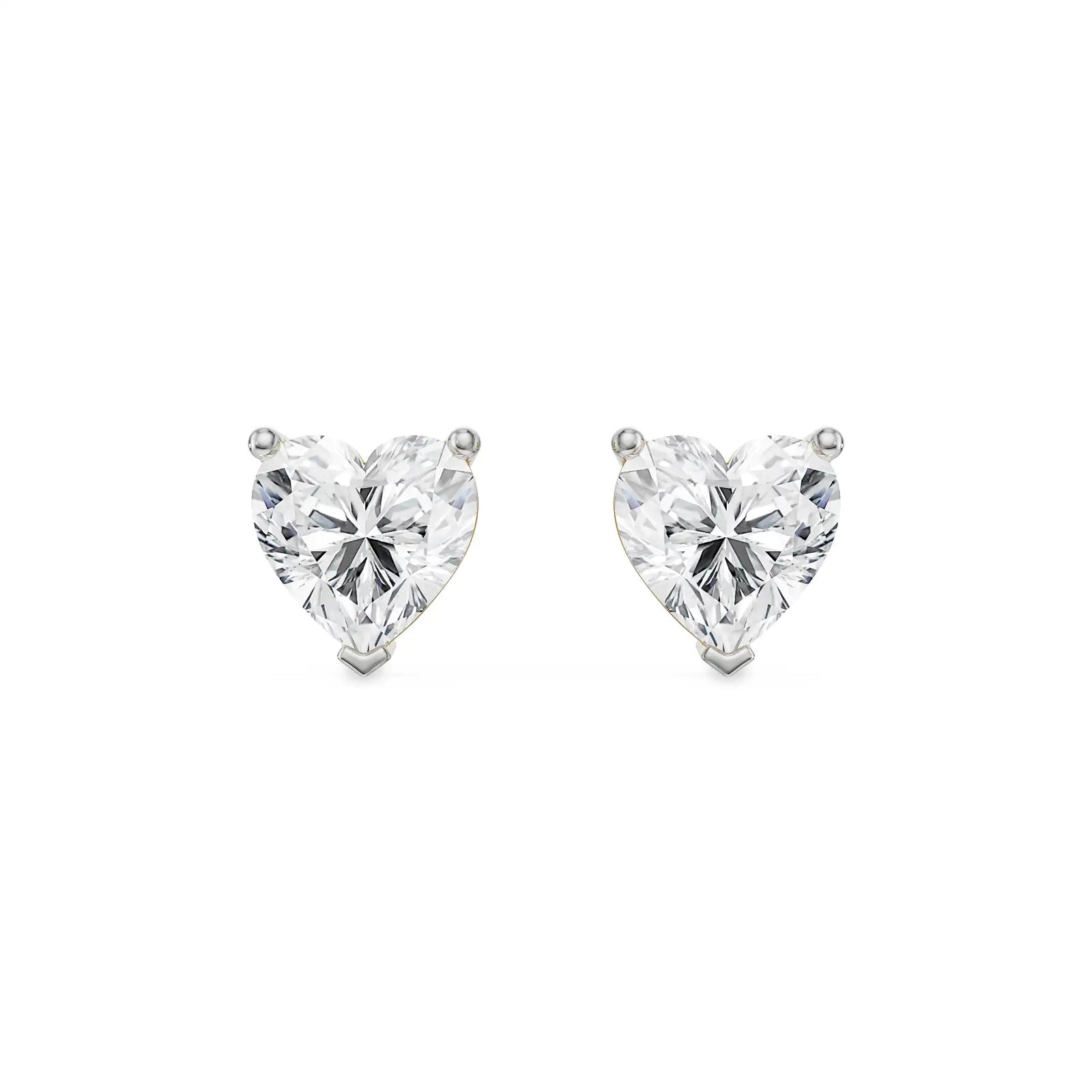 1 CT Sweetheart Lab Grown Diamond Studs - front view