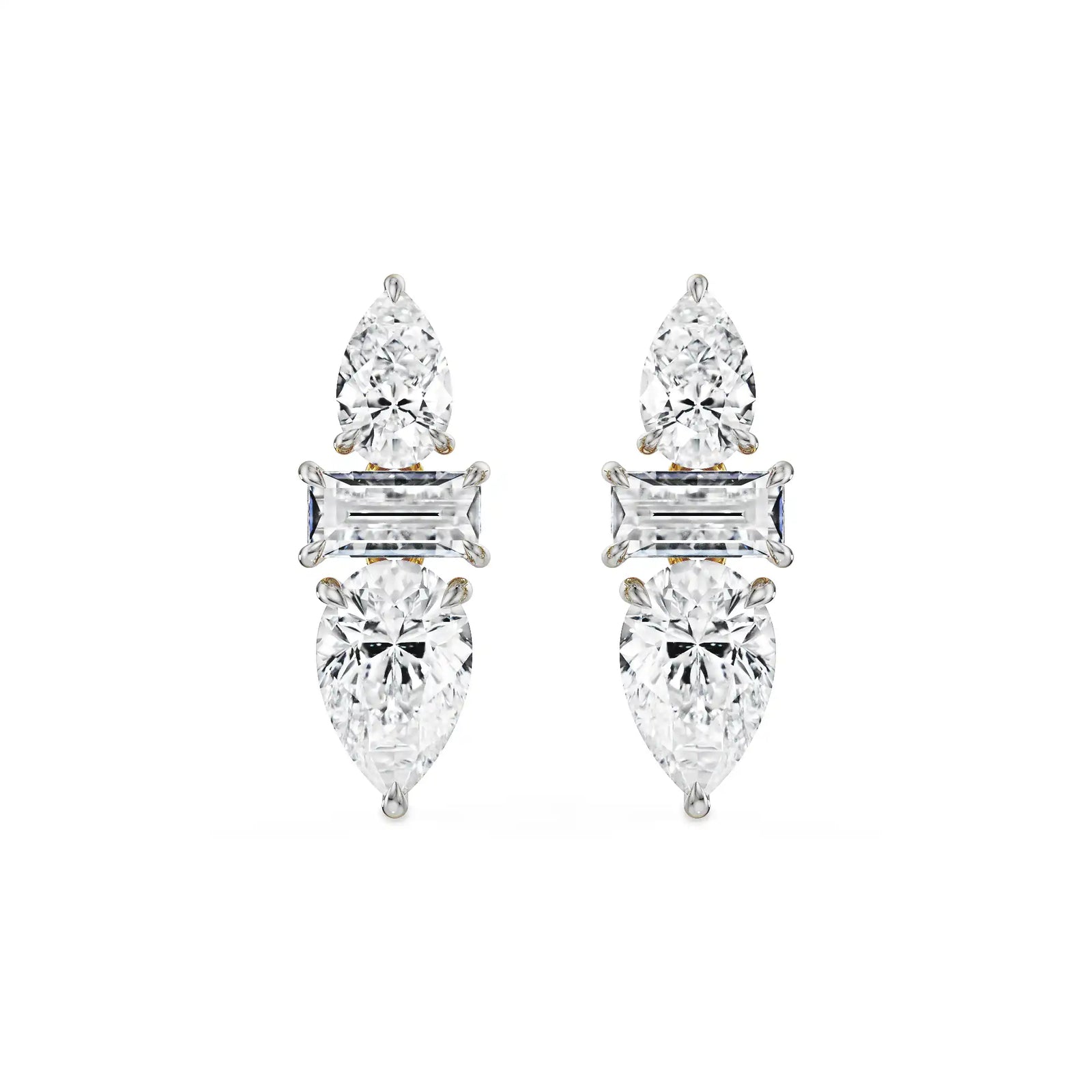 Peary Trio Lab Grown Diamond Studs - front view