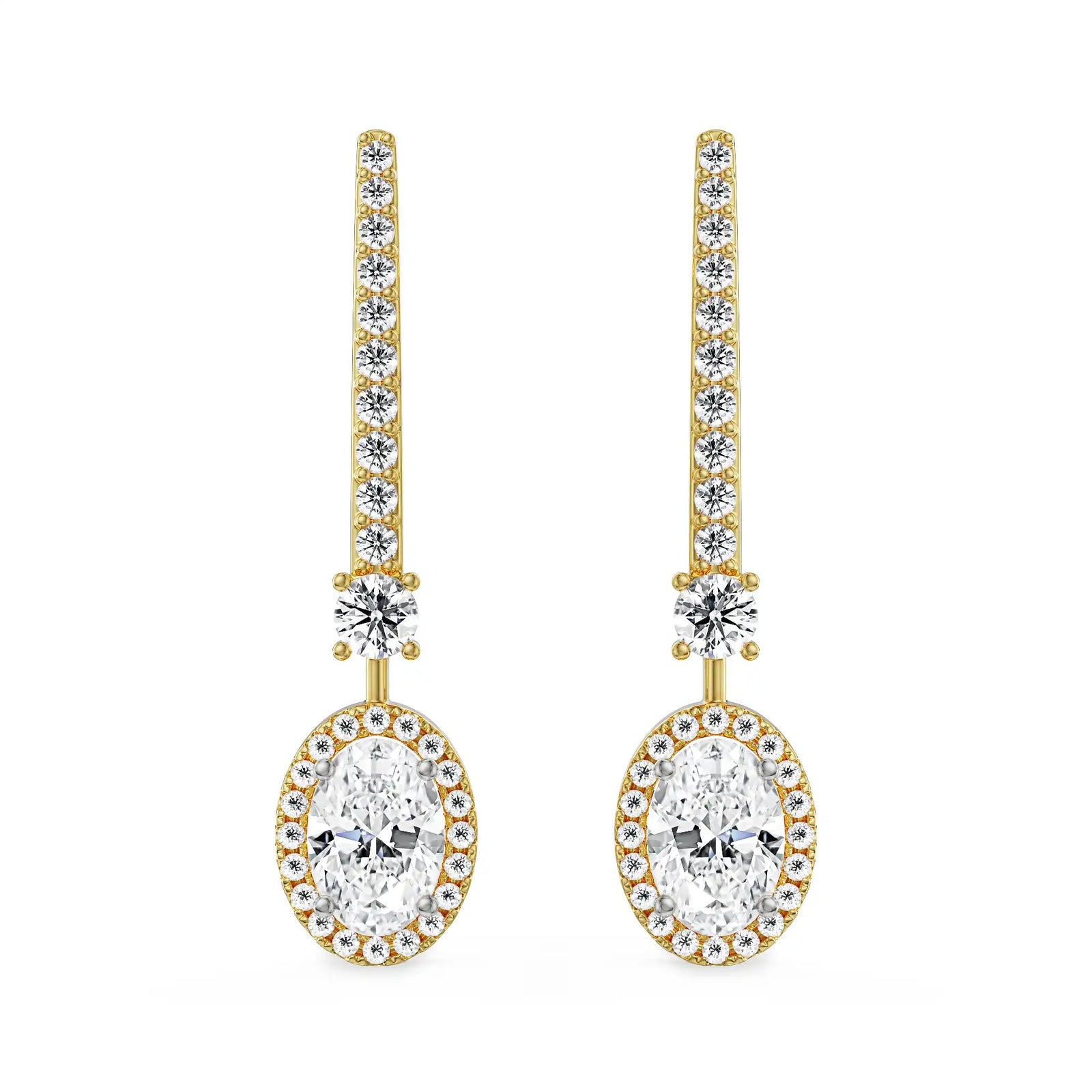 Oval Drop Lab Grown Diamond Earrings - front view