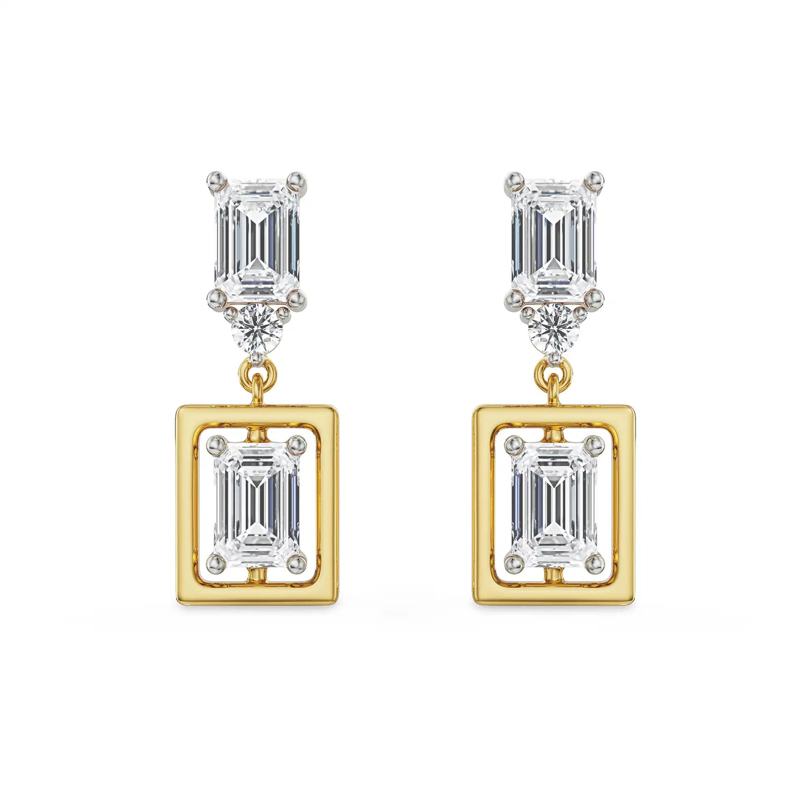 Emerald Chic Lab Grown Diamond Earrings - front view