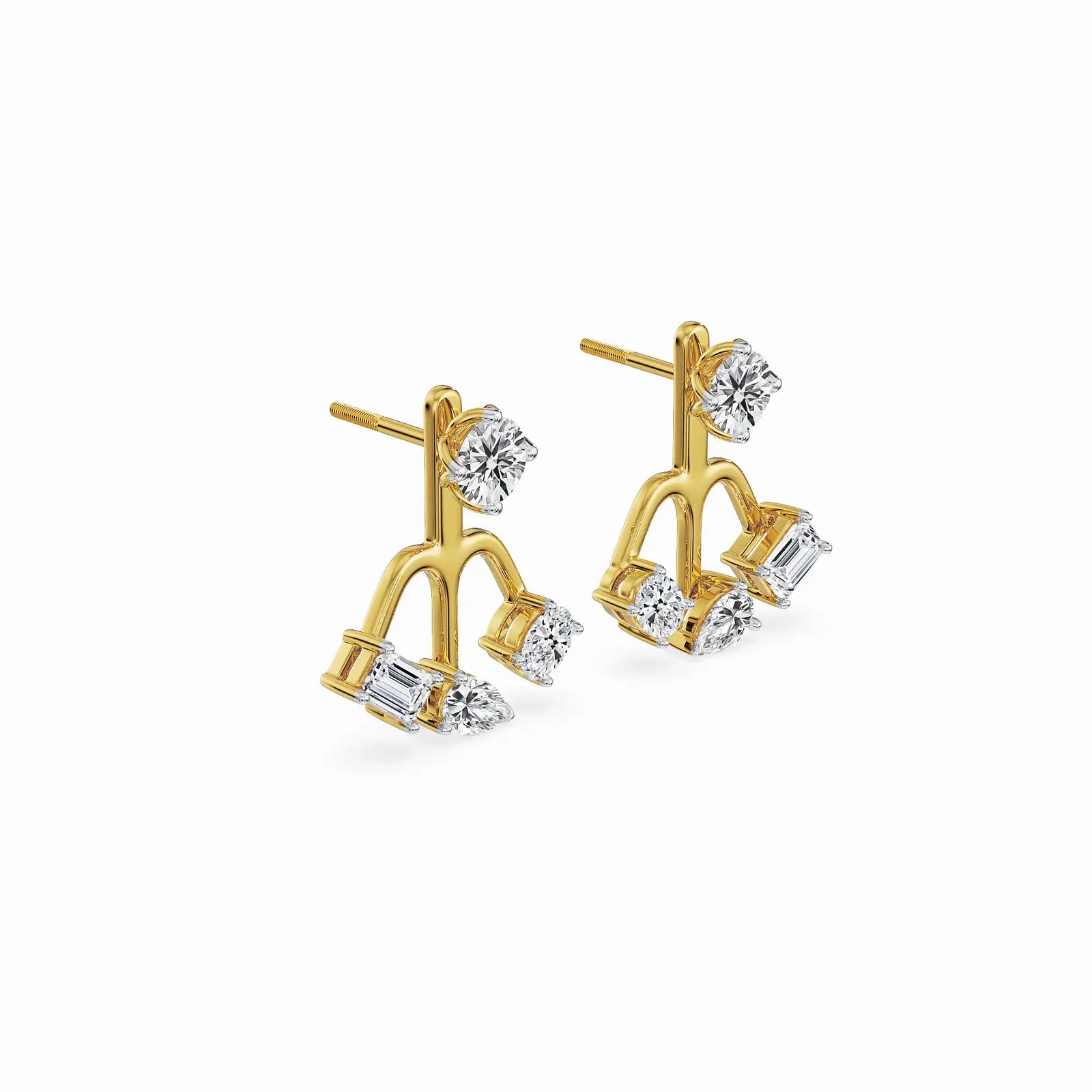 Back to Front Lab Grown Diamond Studs - side view