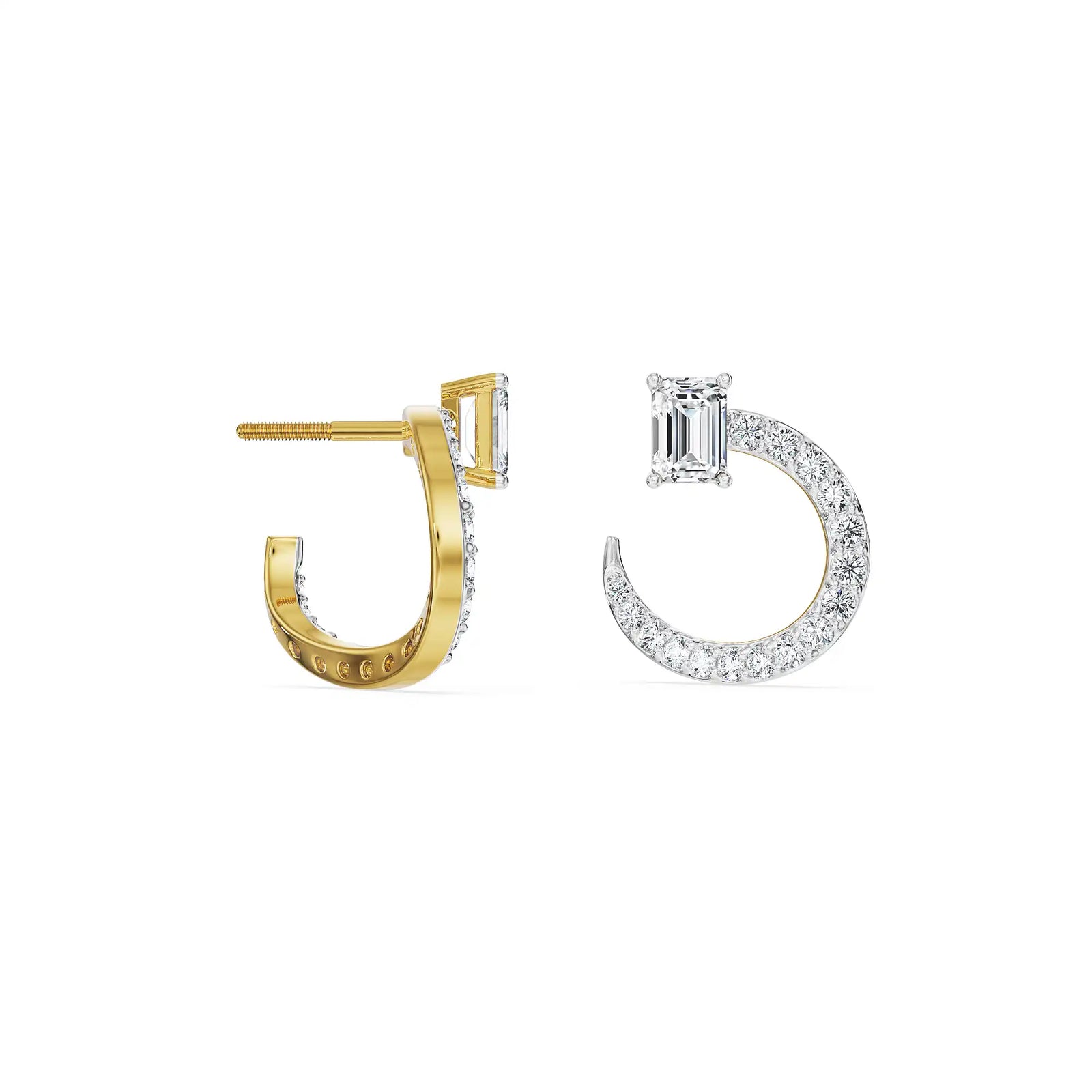 Emerald Bliss Lab Grown Diamond Hoops - perspective view