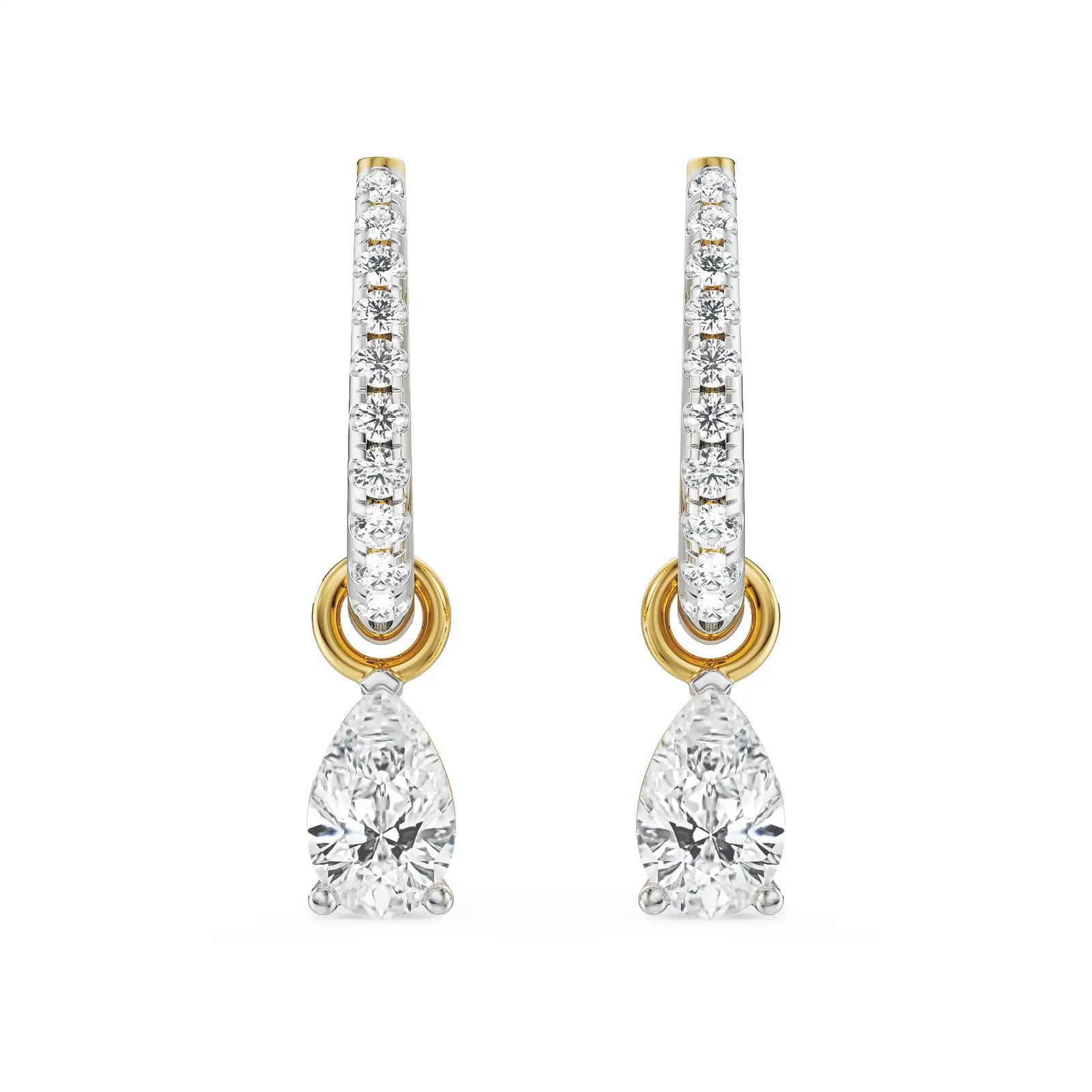 Perfect Pear Lab Grown Diamond Hoops - front view