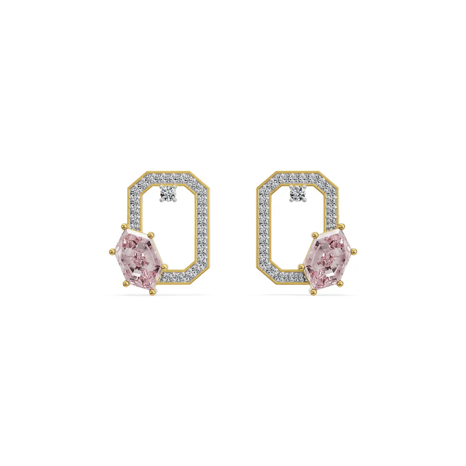 Crimson Poise Lab Grown Diamond Earrings - front view in 9KT