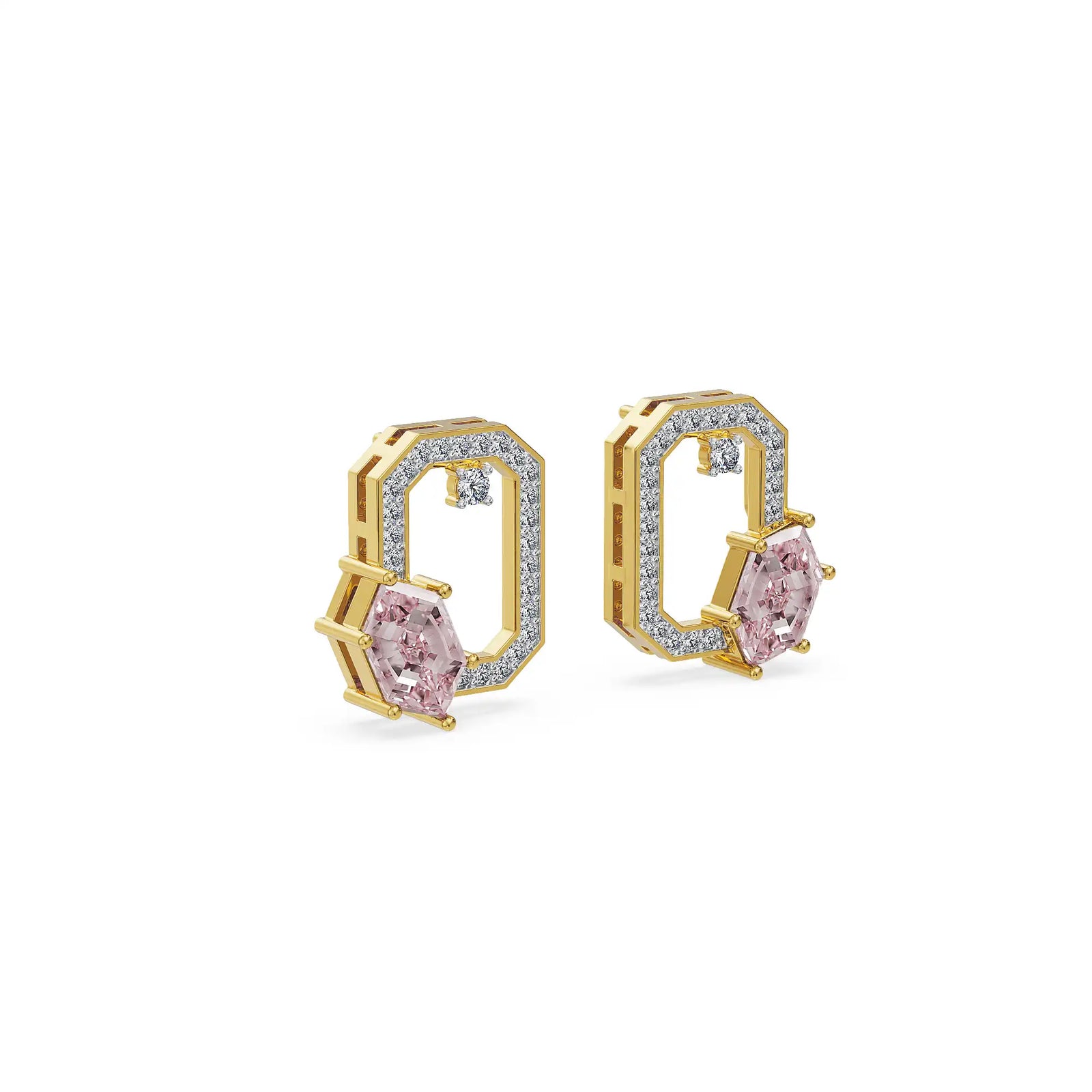 Crimson Poise Lab Grown Diamond Earrings - side view