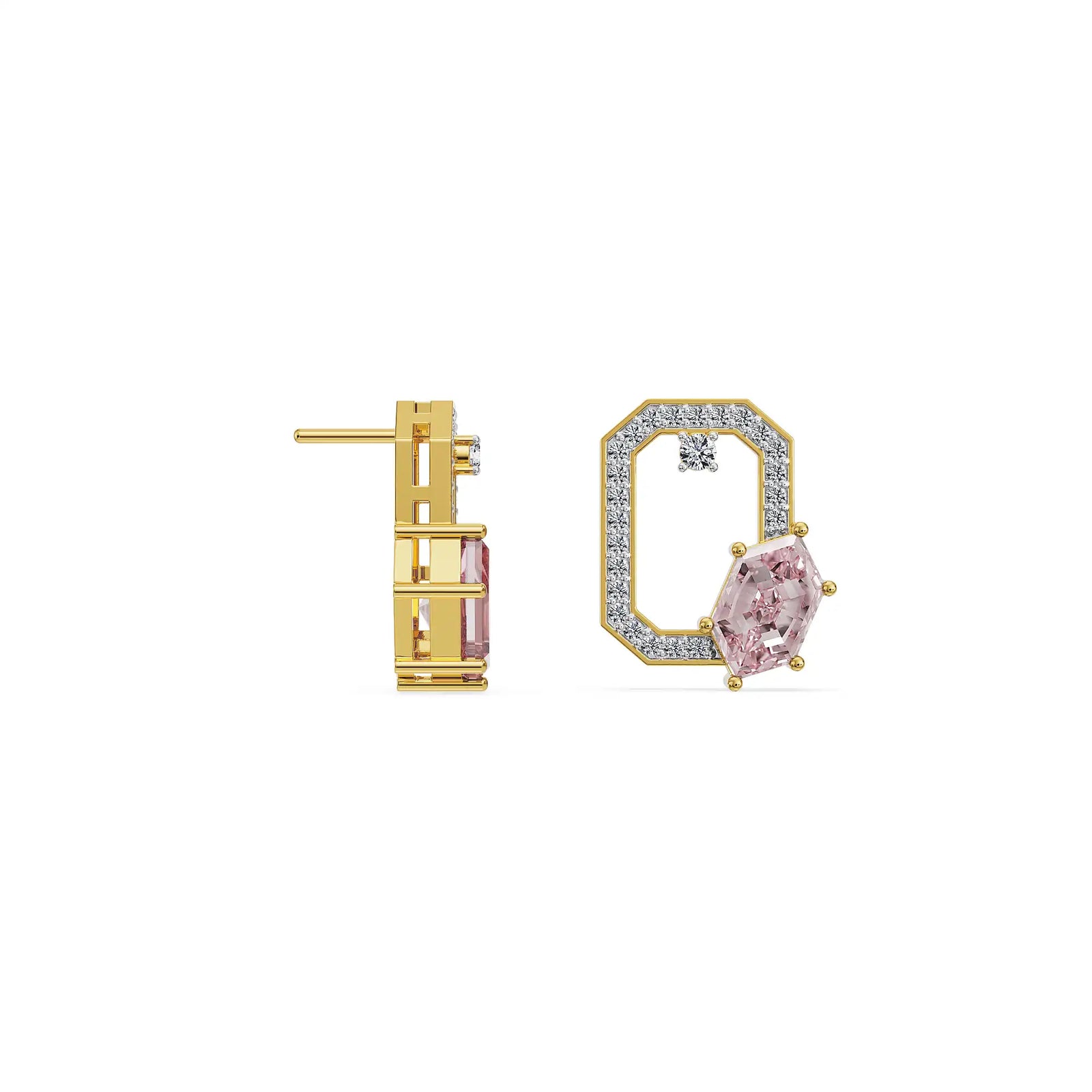 Crimson Poise Lab Grown Diamond Earrings - perspective view