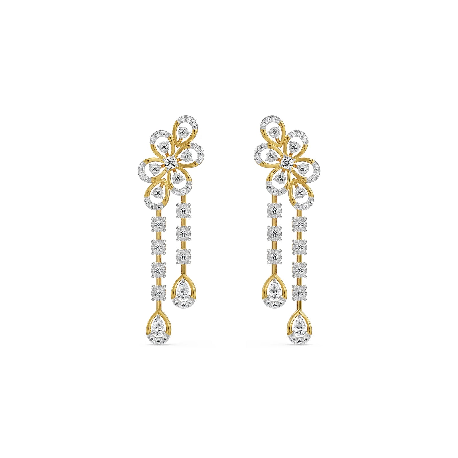Lush Bloom Lab Grown Diamond Earrings - front view in 9KT