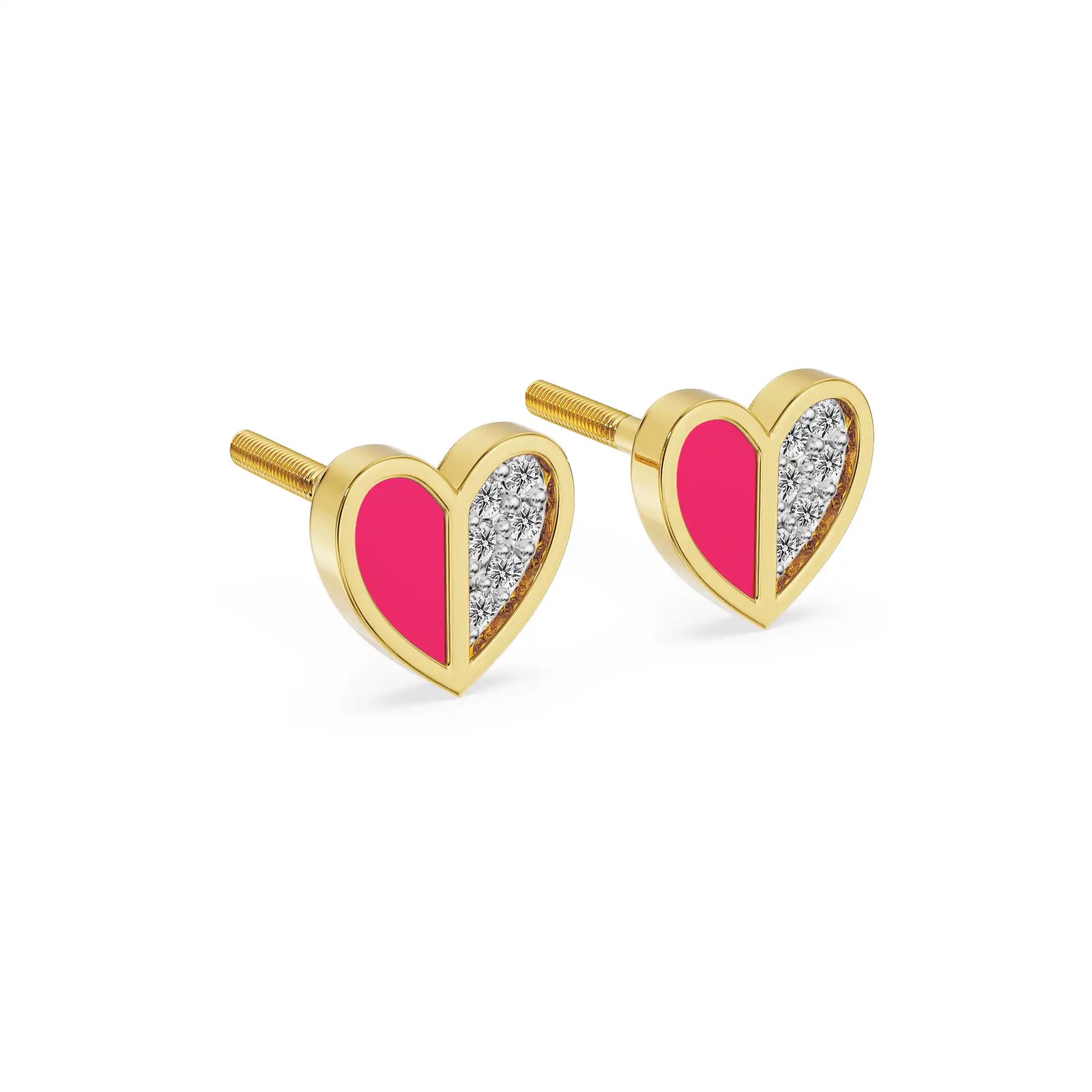 Pretty Pink Lab Grown Diamond Studs - side view