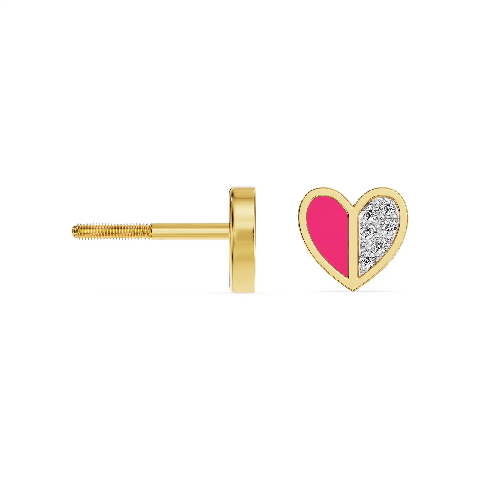 Pretty Pink Lab Grown Diamond Studs - perspective view