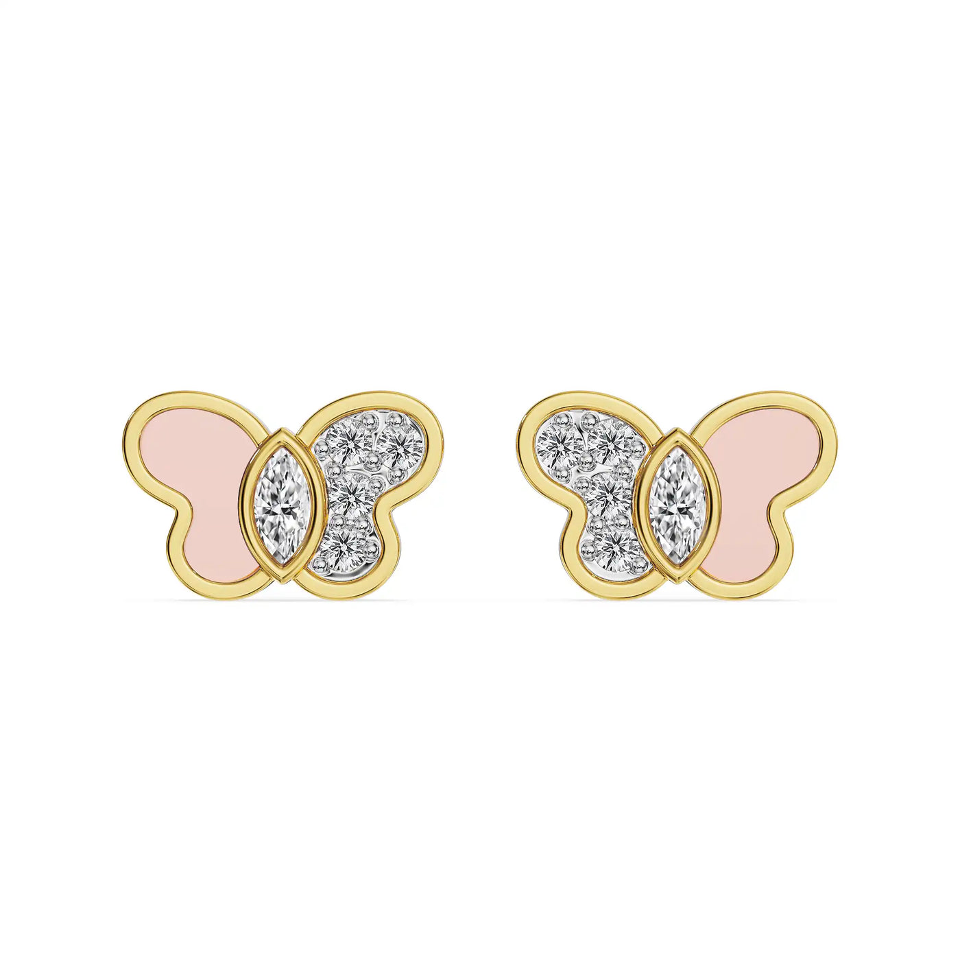 Pink Wings Lab Grown Diamond Studs 9KT