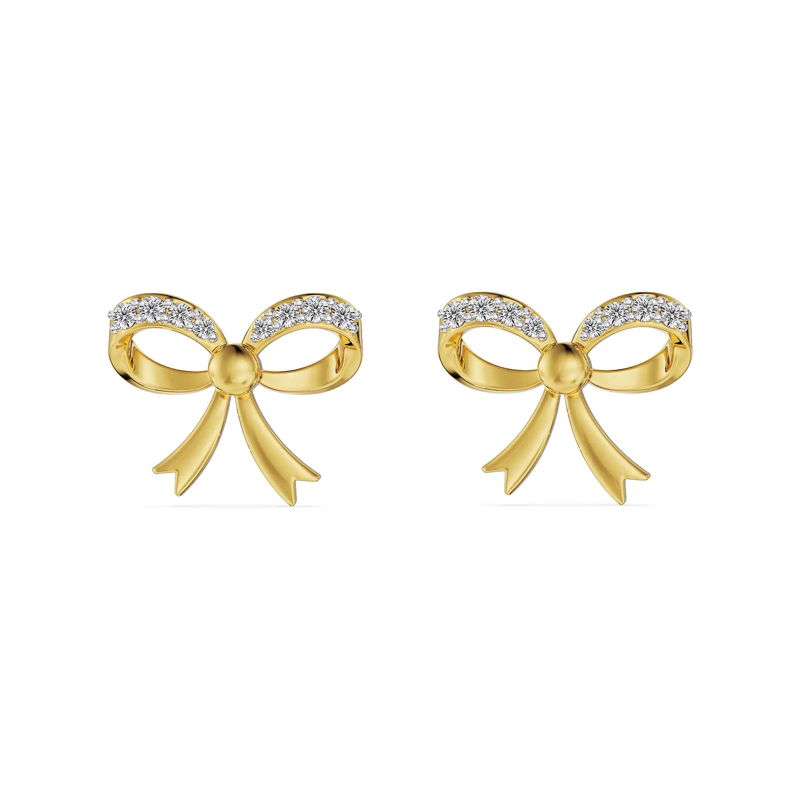 Beloved Bow Lab Grown Diamond Studs - front view in 9KT