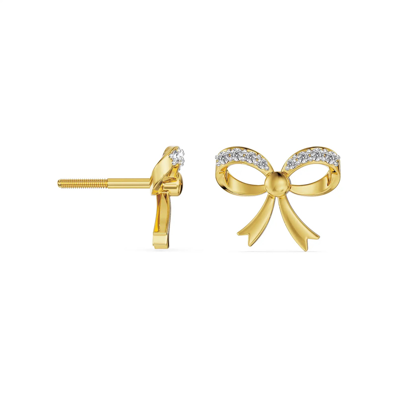 Beloved Bow Lab Grown Diamond Studs - perspective view