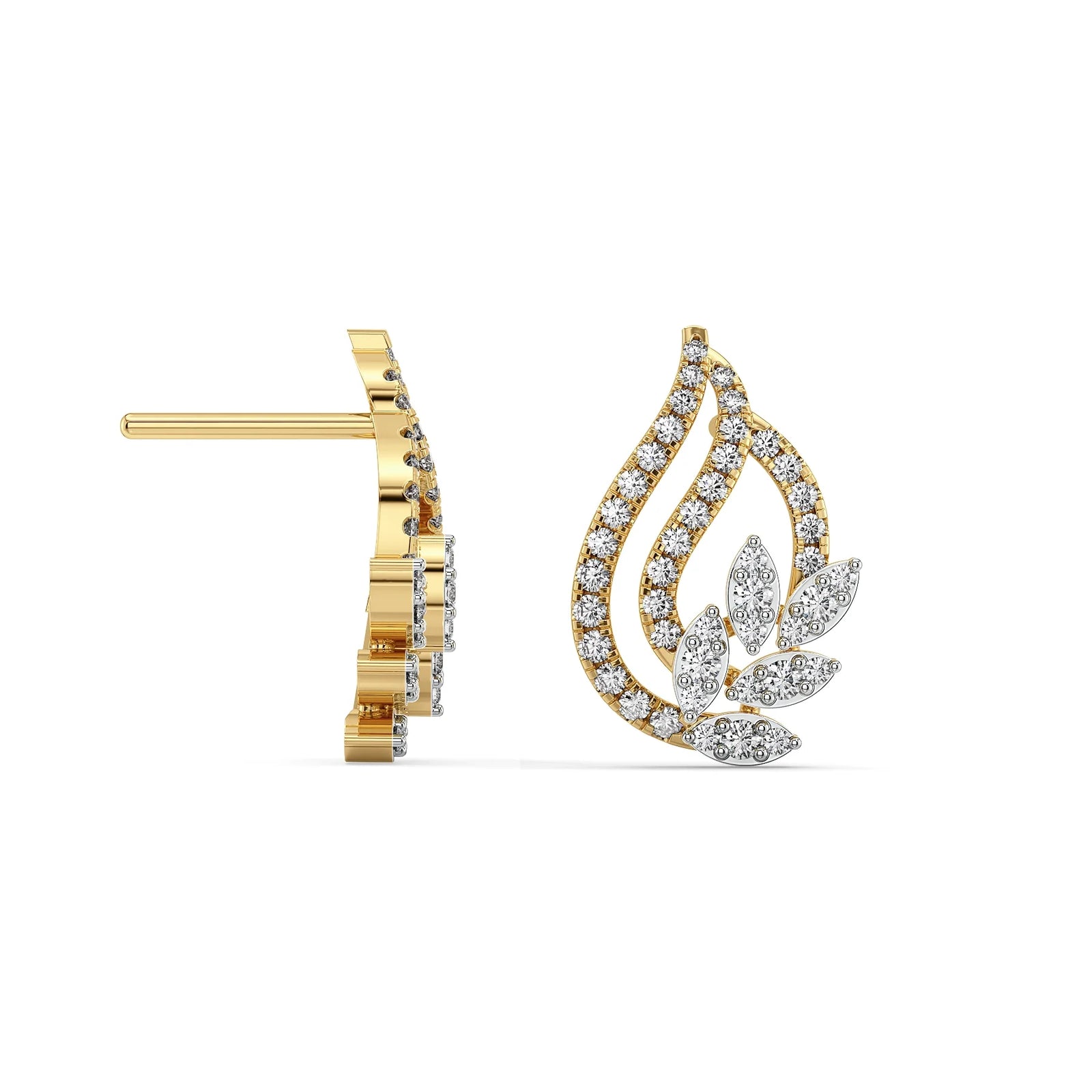Leafy Bloom Lab Grown Diamond Earrings - perspective view