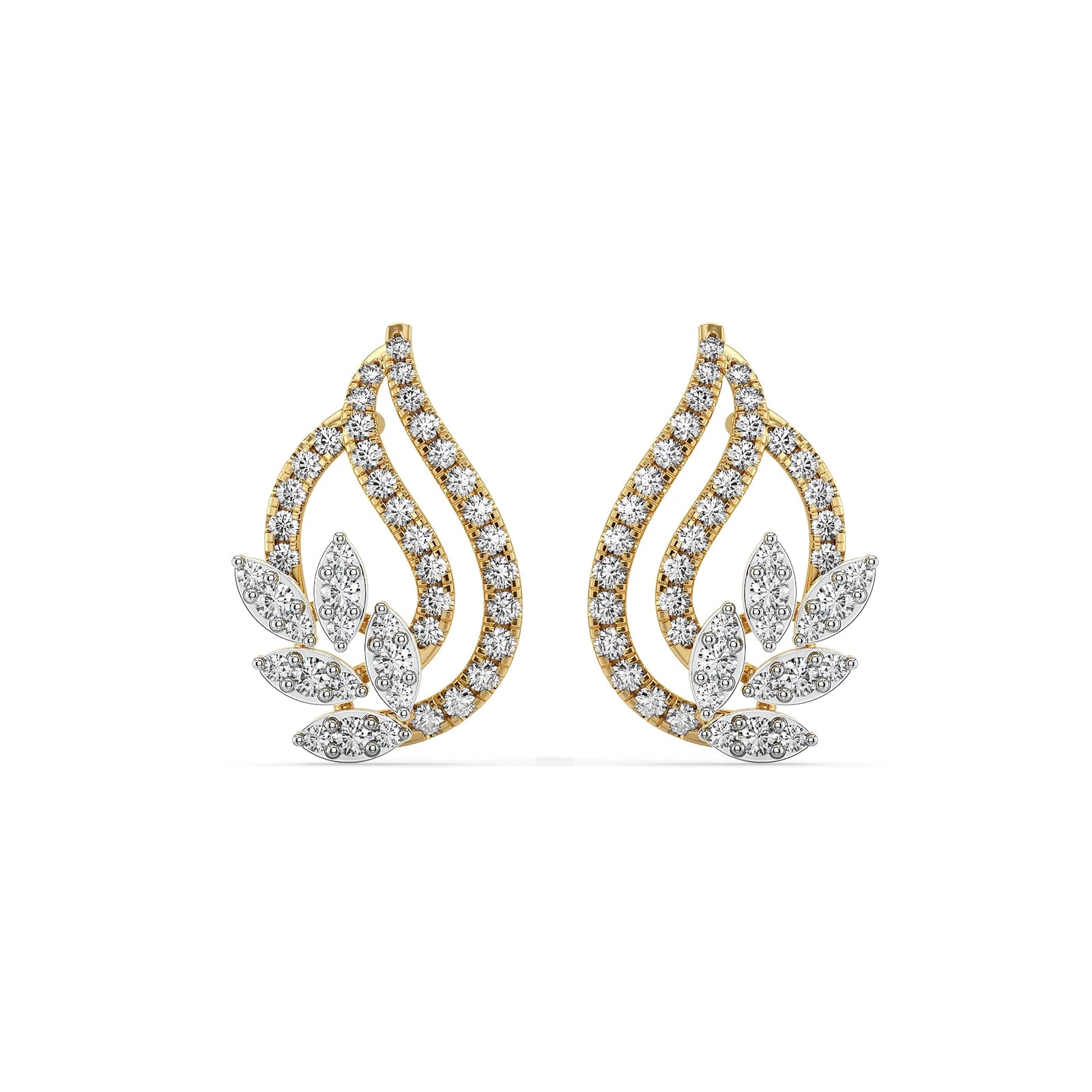 Leafy Bloom Lab Grown Diamond Earrings - front view