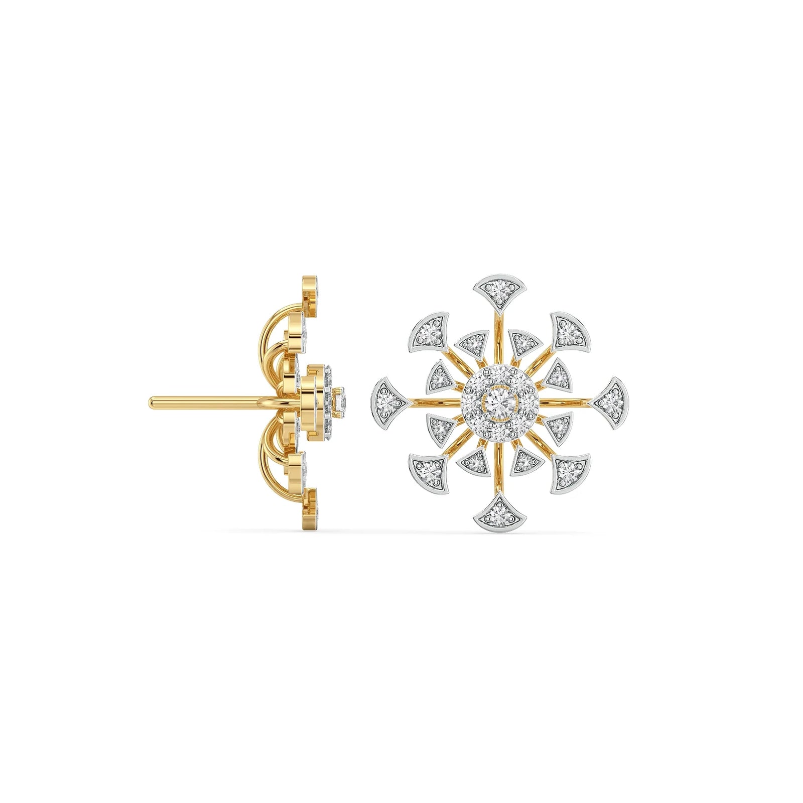 Galaxy Blossom Lab Grown Diamond Earrings - perspective view